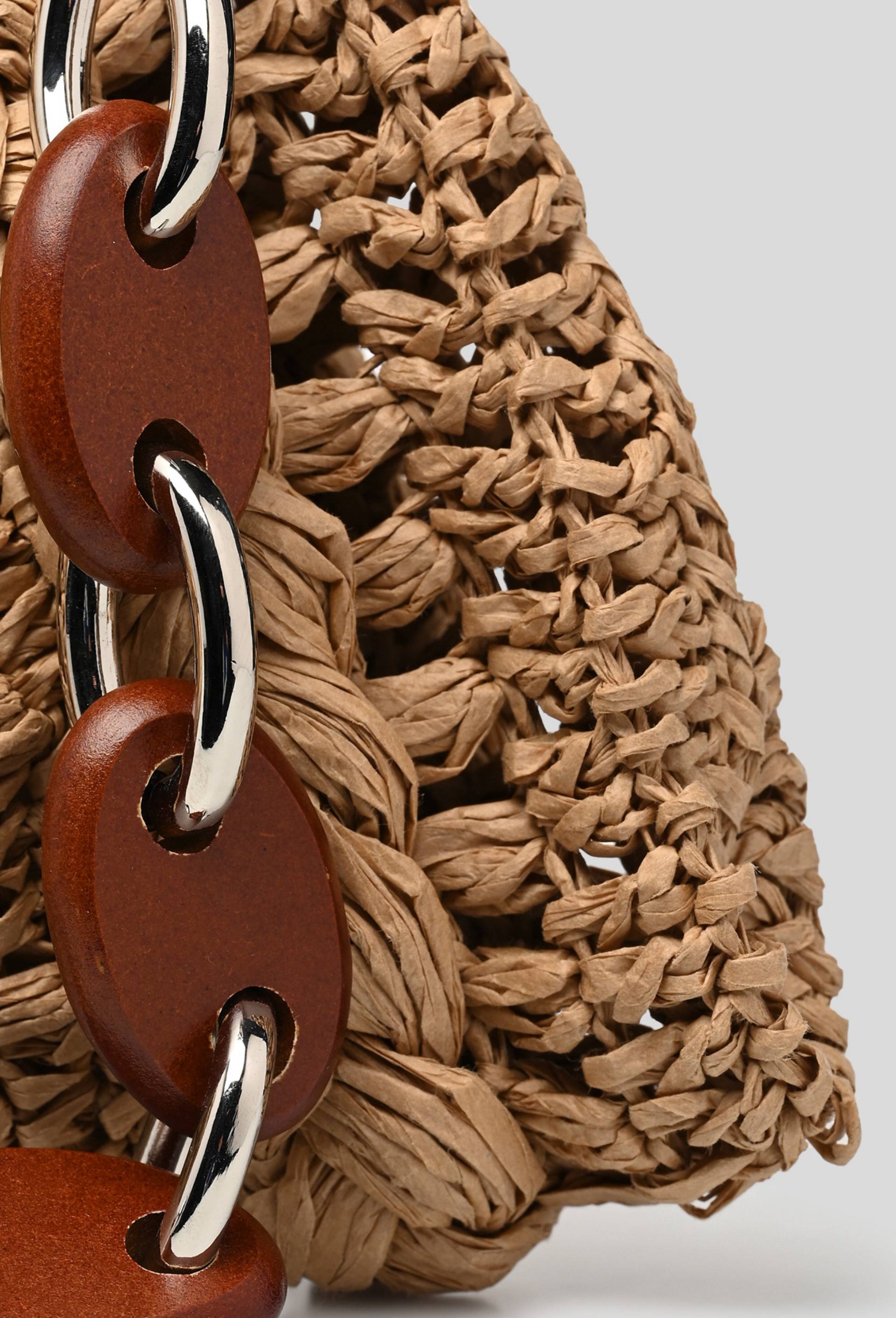 Sac en paille avec chaine, Beige clair, large image number 2