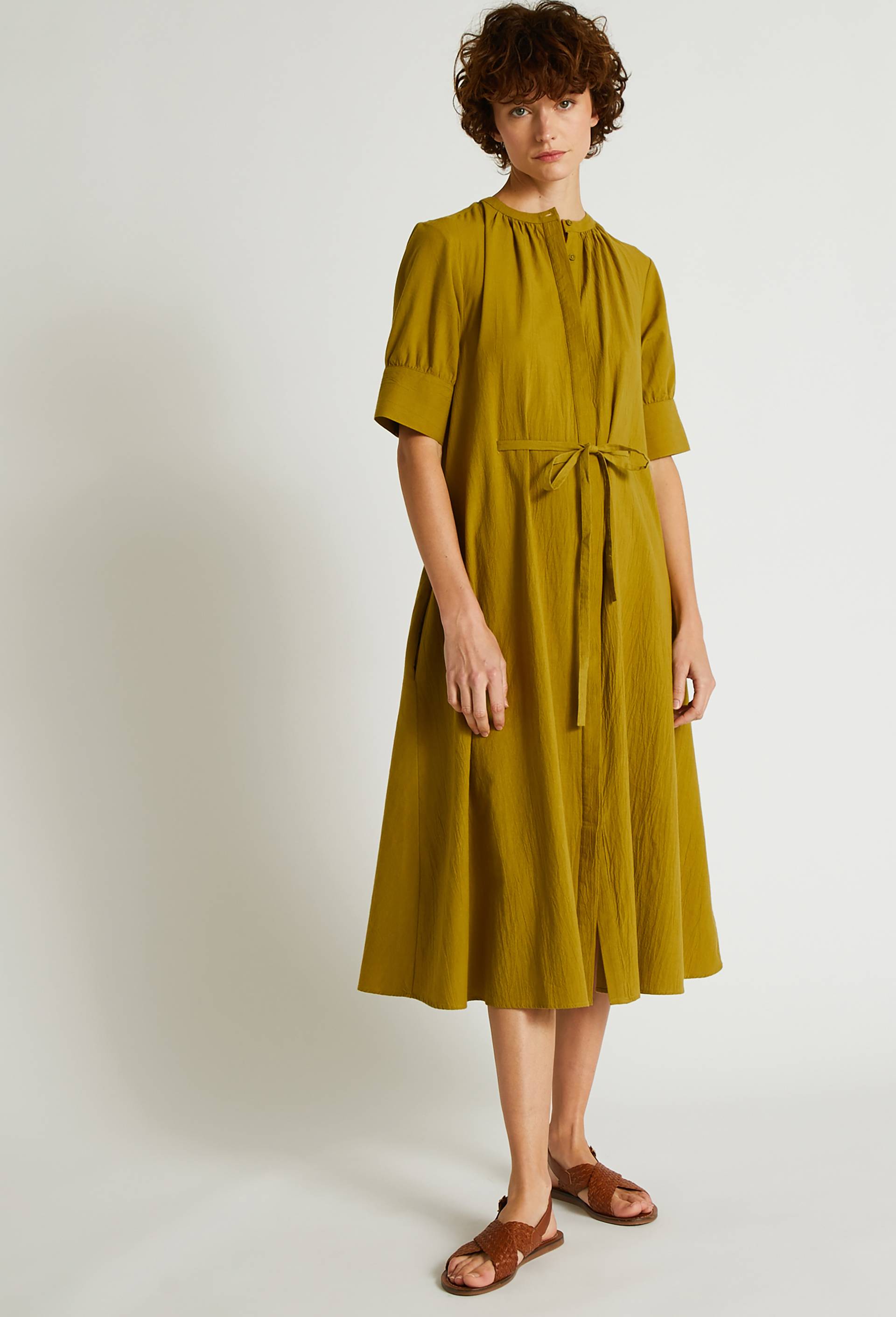 Robe ample avec lien en coton, Vert, large image number 0