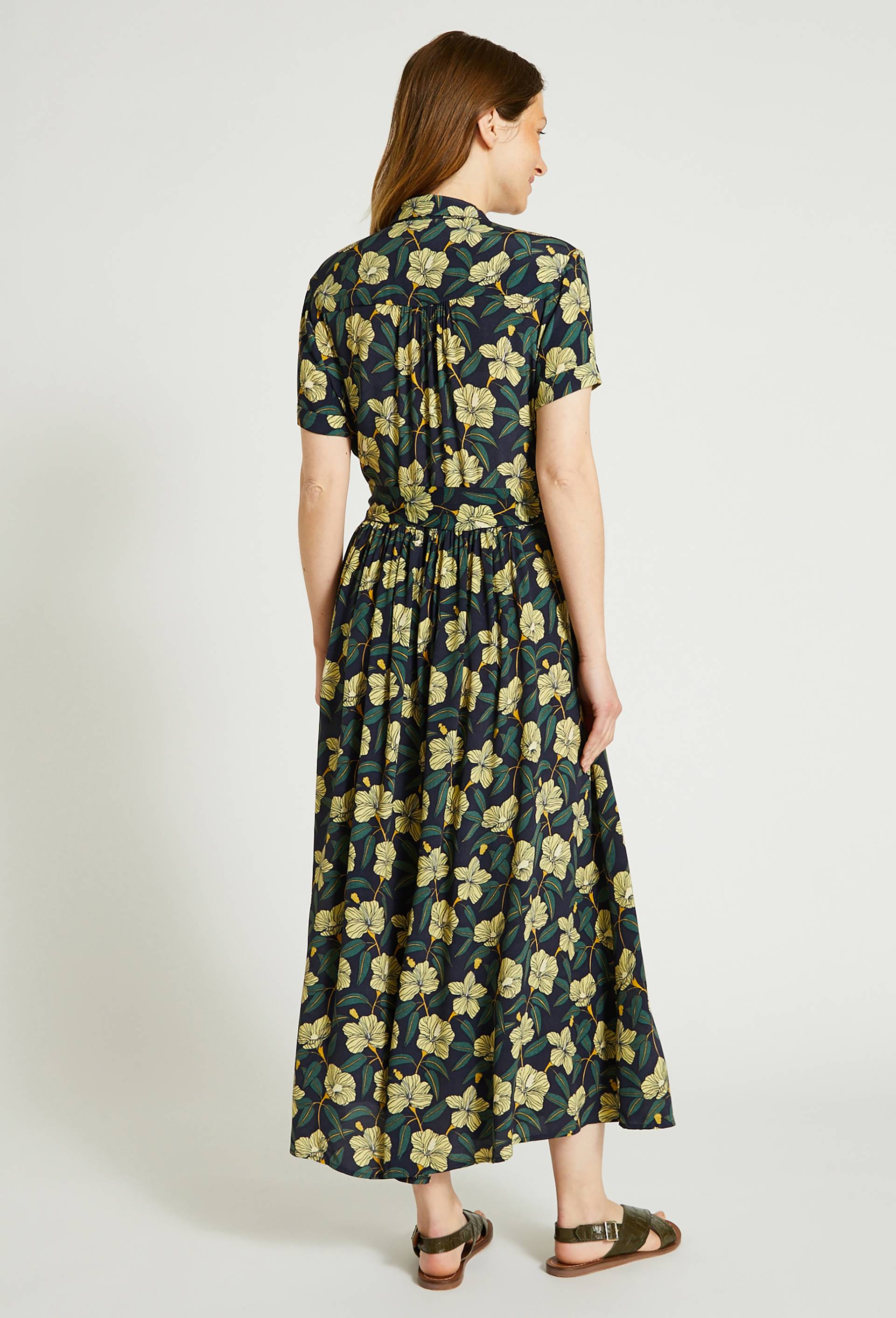 Robe midi en viscose imprimé, Bleu foncé, large image number 1