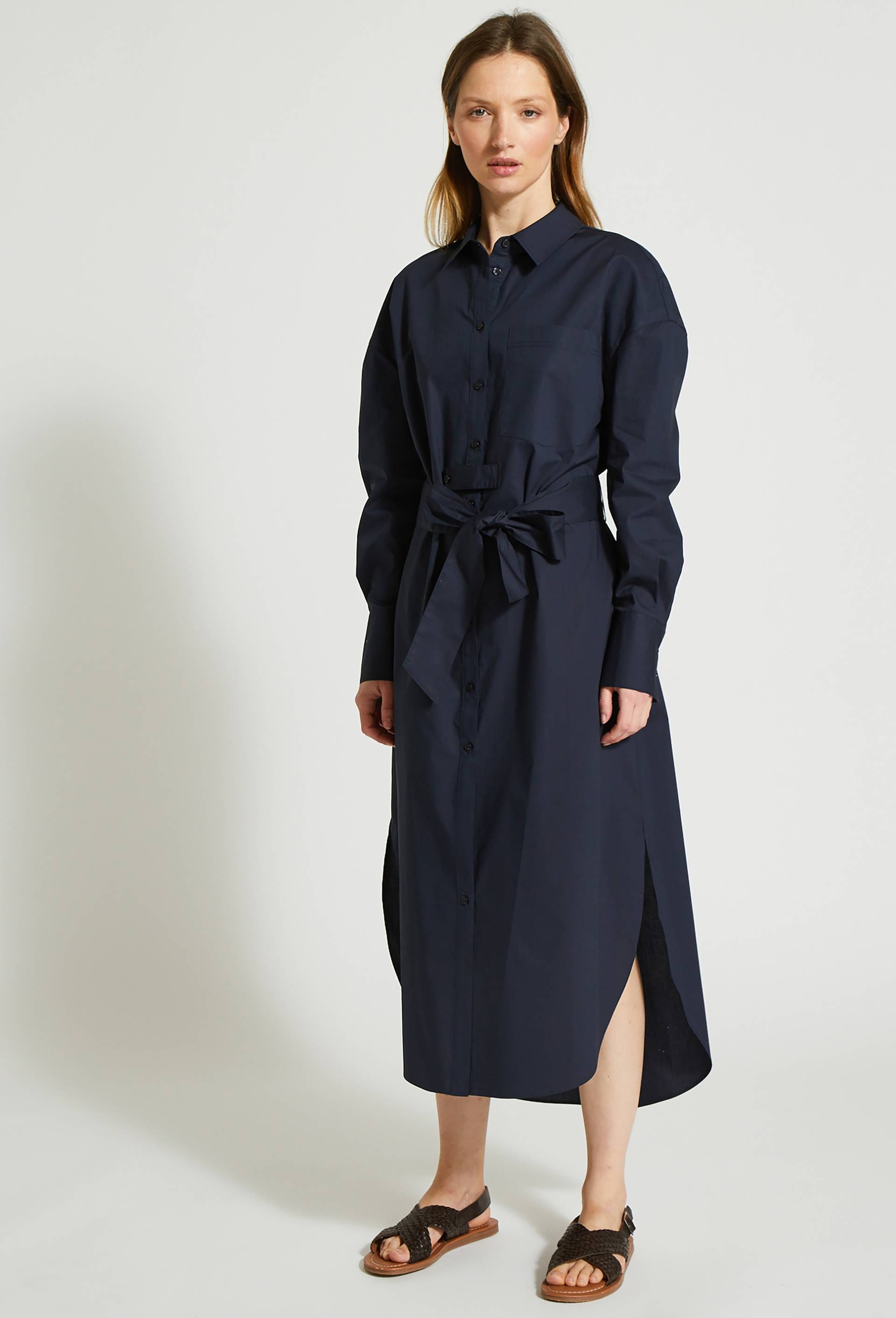 Robe chemise longue, Bleu foncé, large image number 0