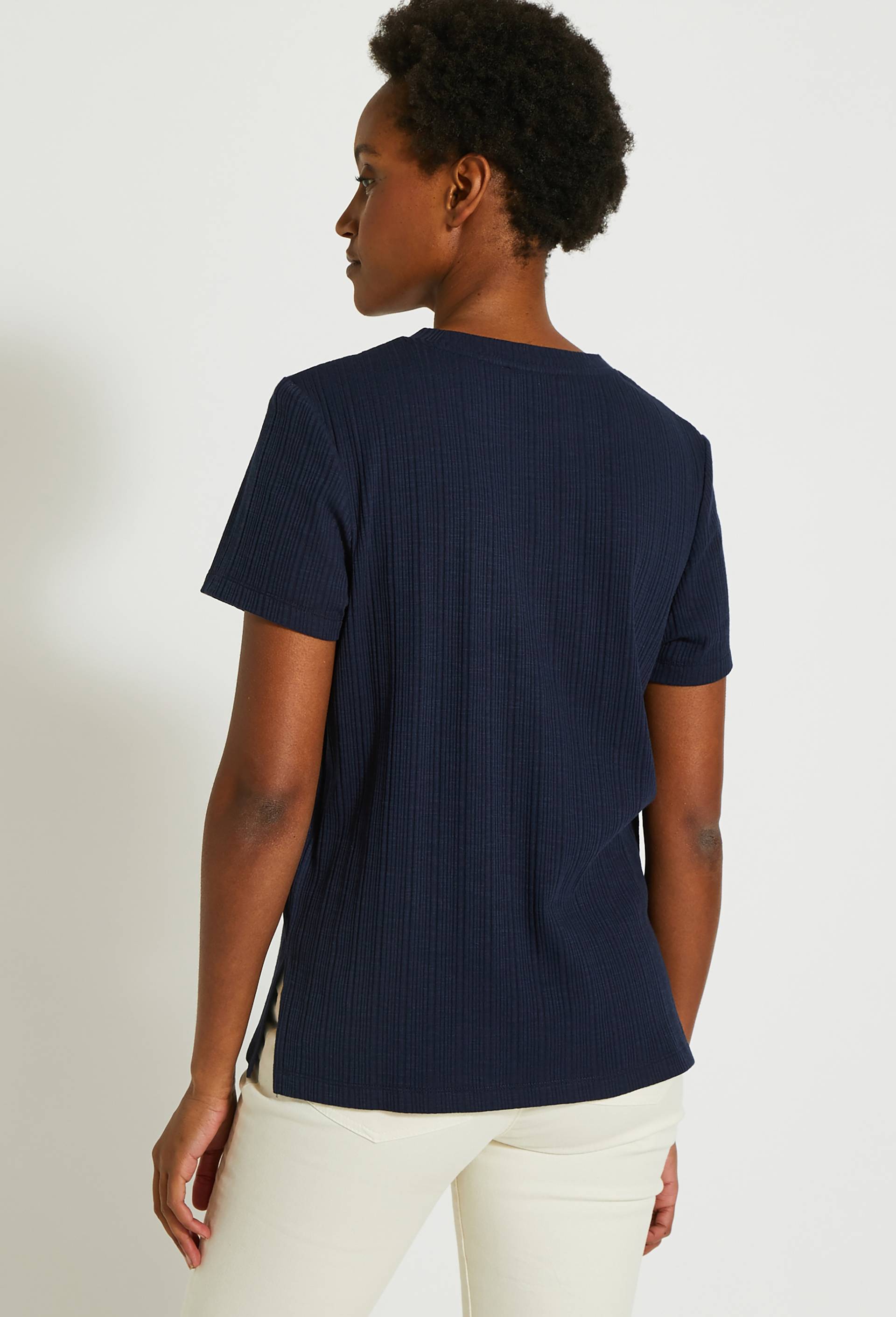 Tee shirt à côte, Bleu foncé, large image number 1