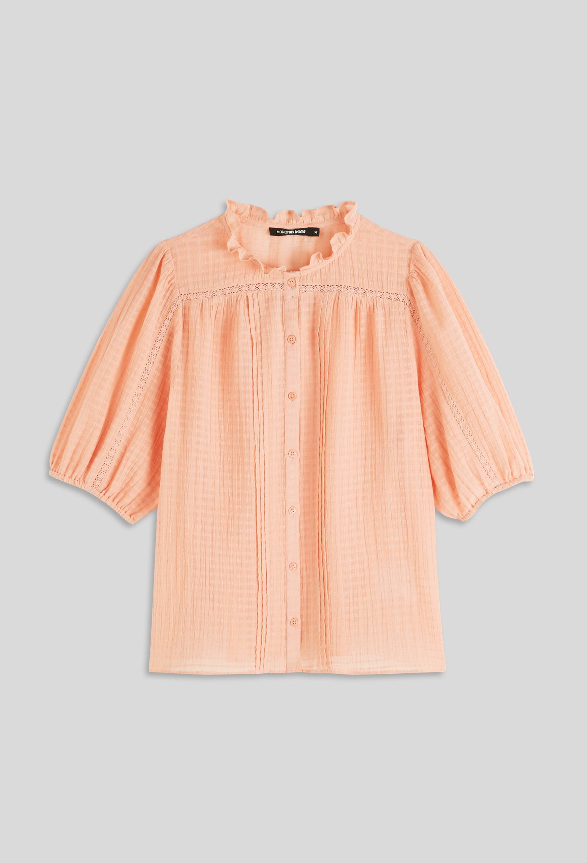 Blouse en coton jacquard, Rose clair, large image number 2.0