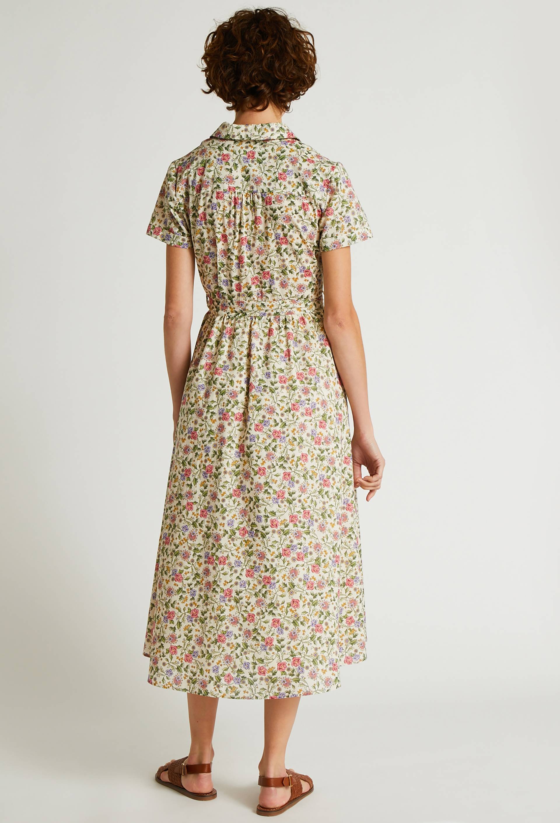 Robe midi imprimée en coton, Ecru, large image number 1