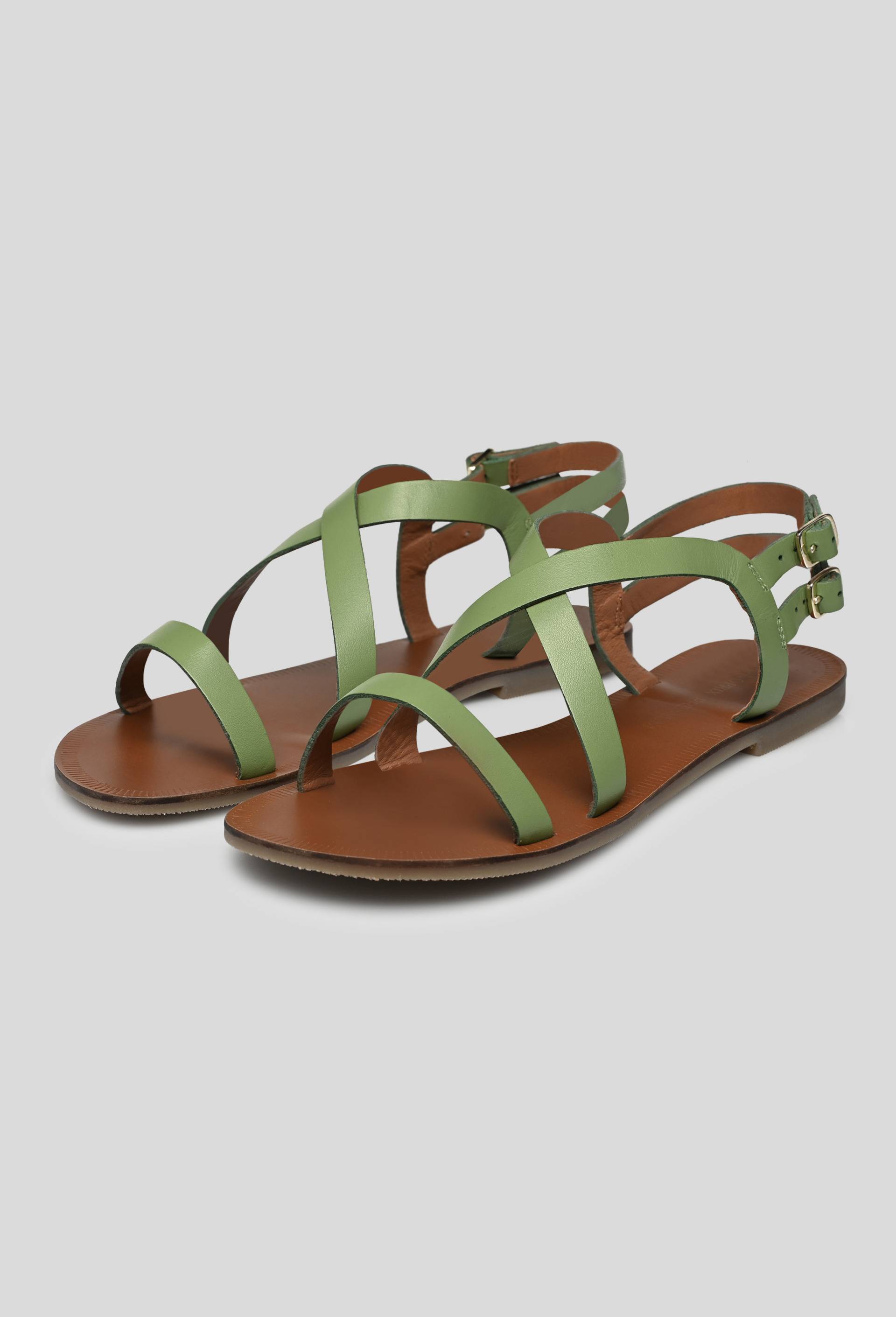 Sandales cuir, Vert, large image number 1