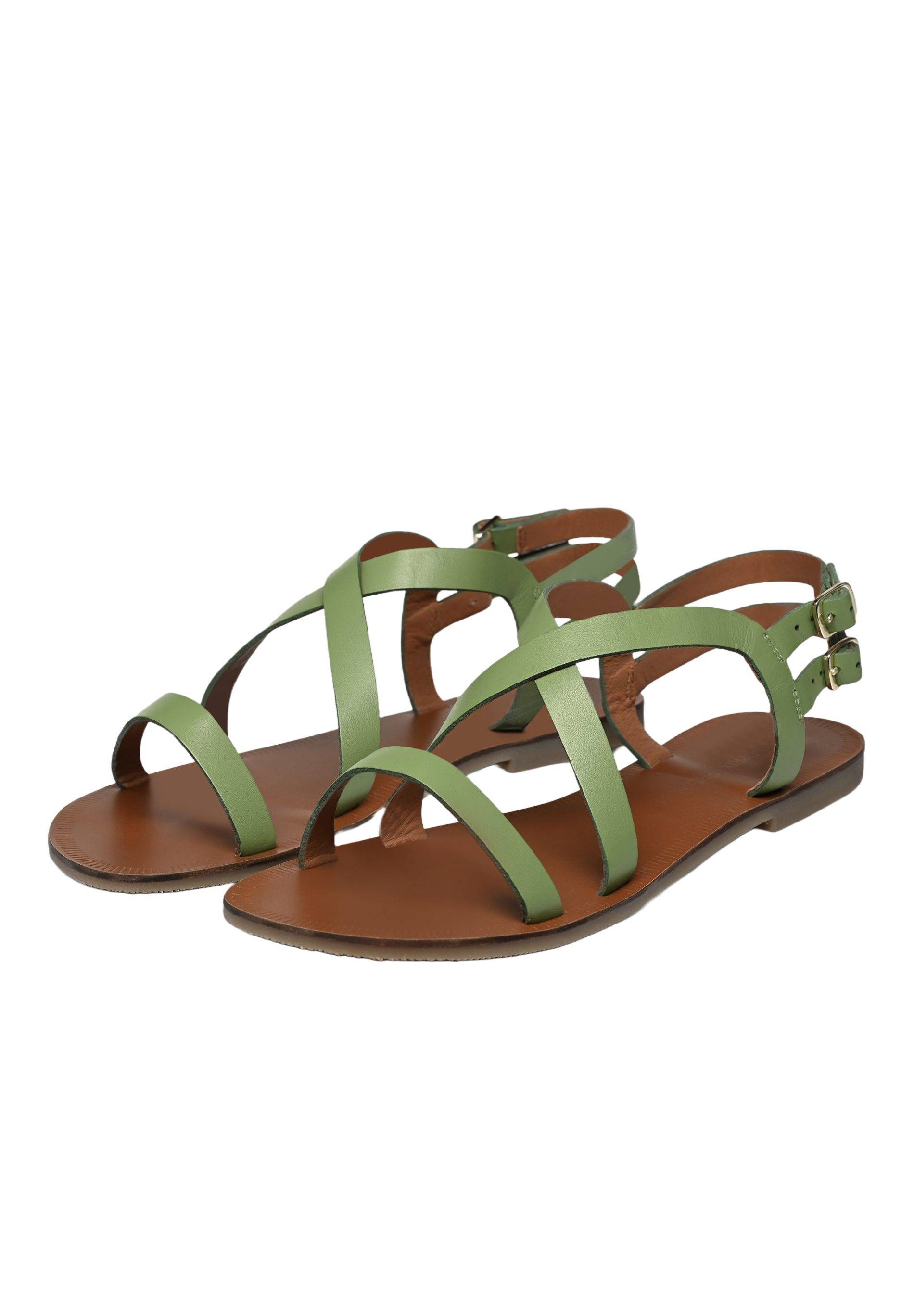 Sandales cuir, Vert, large image number 4