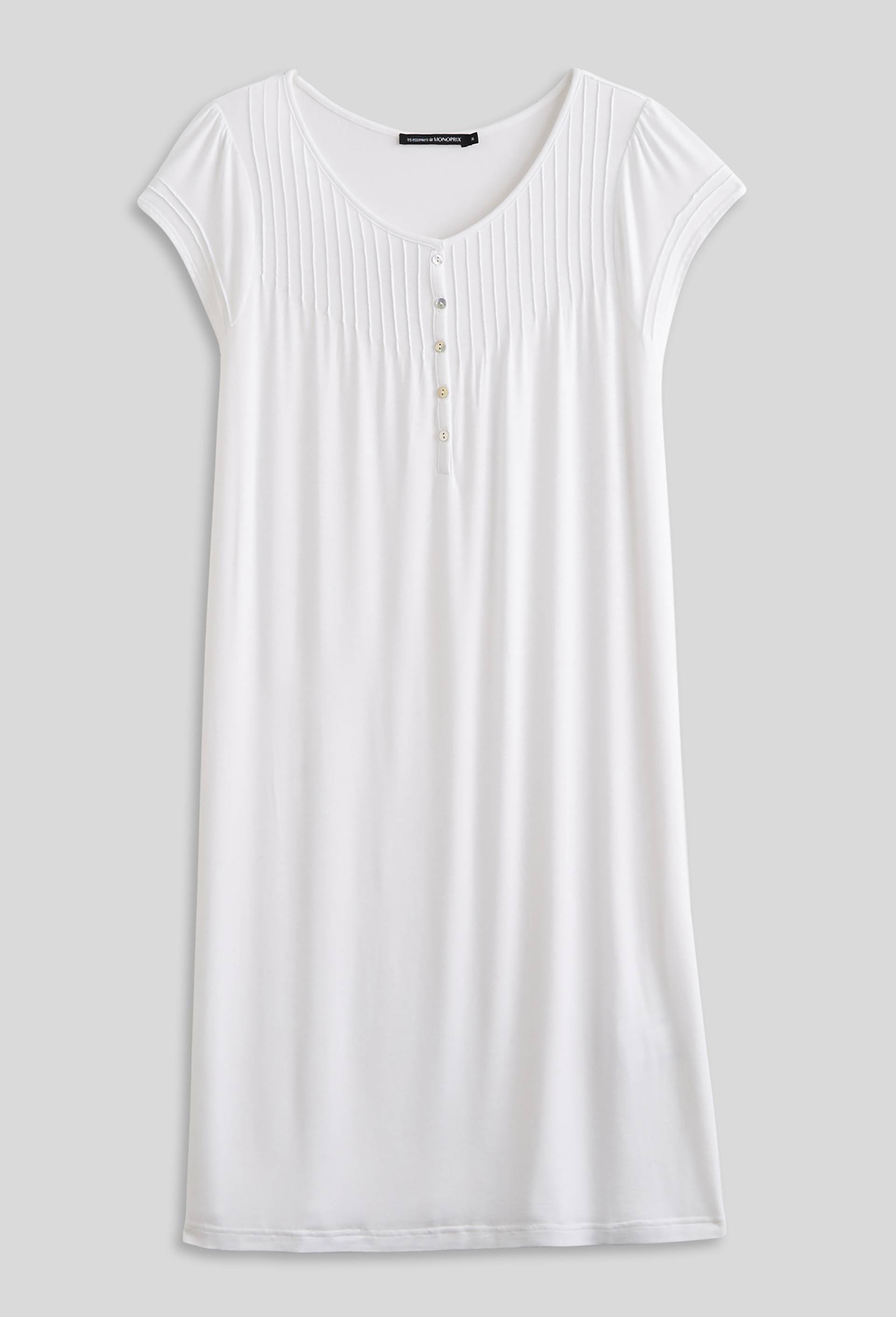 Chemise de nuit manches courtes en viscose, Ecovero, Blanc, large image number 2