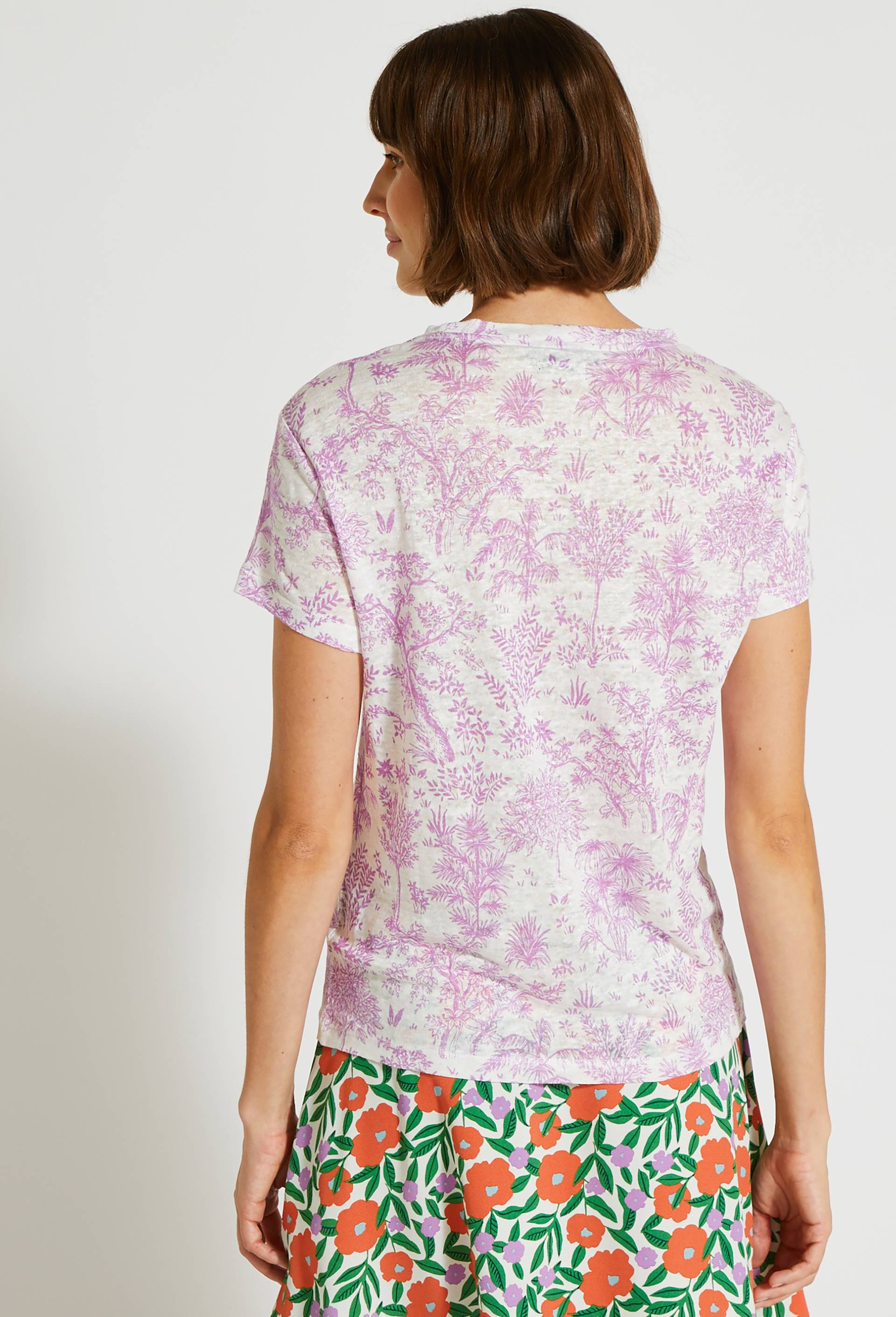 Tee shirt en lin imprim&eacute;, Violet clair, large image number 1