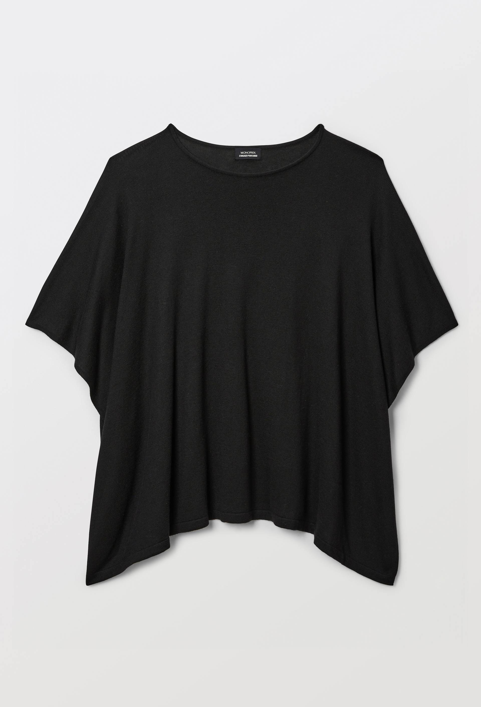 Poncho contenant de la laine, Noir, large image number 3