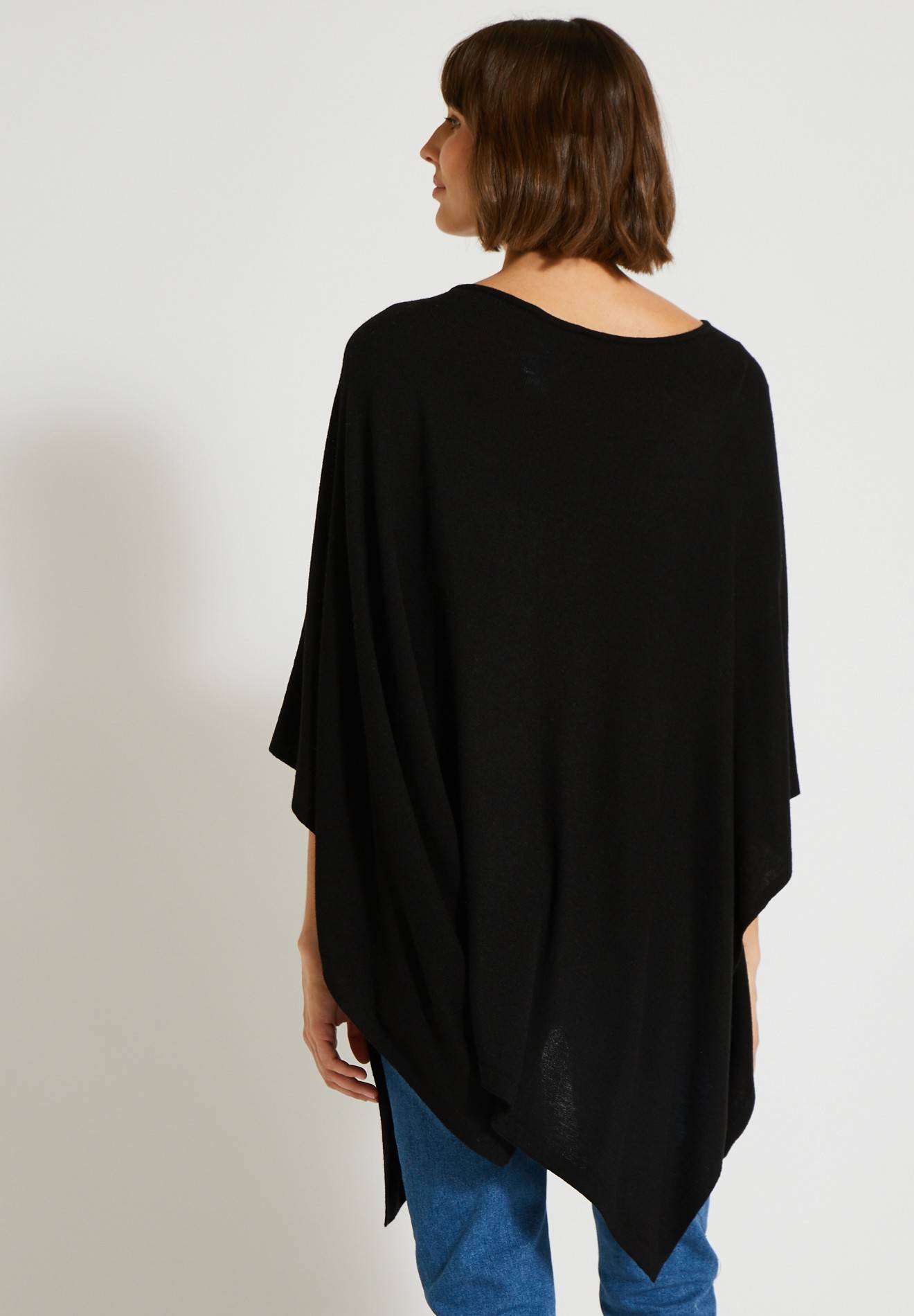 Poncho contenant de la laine, Noir, large image number 5