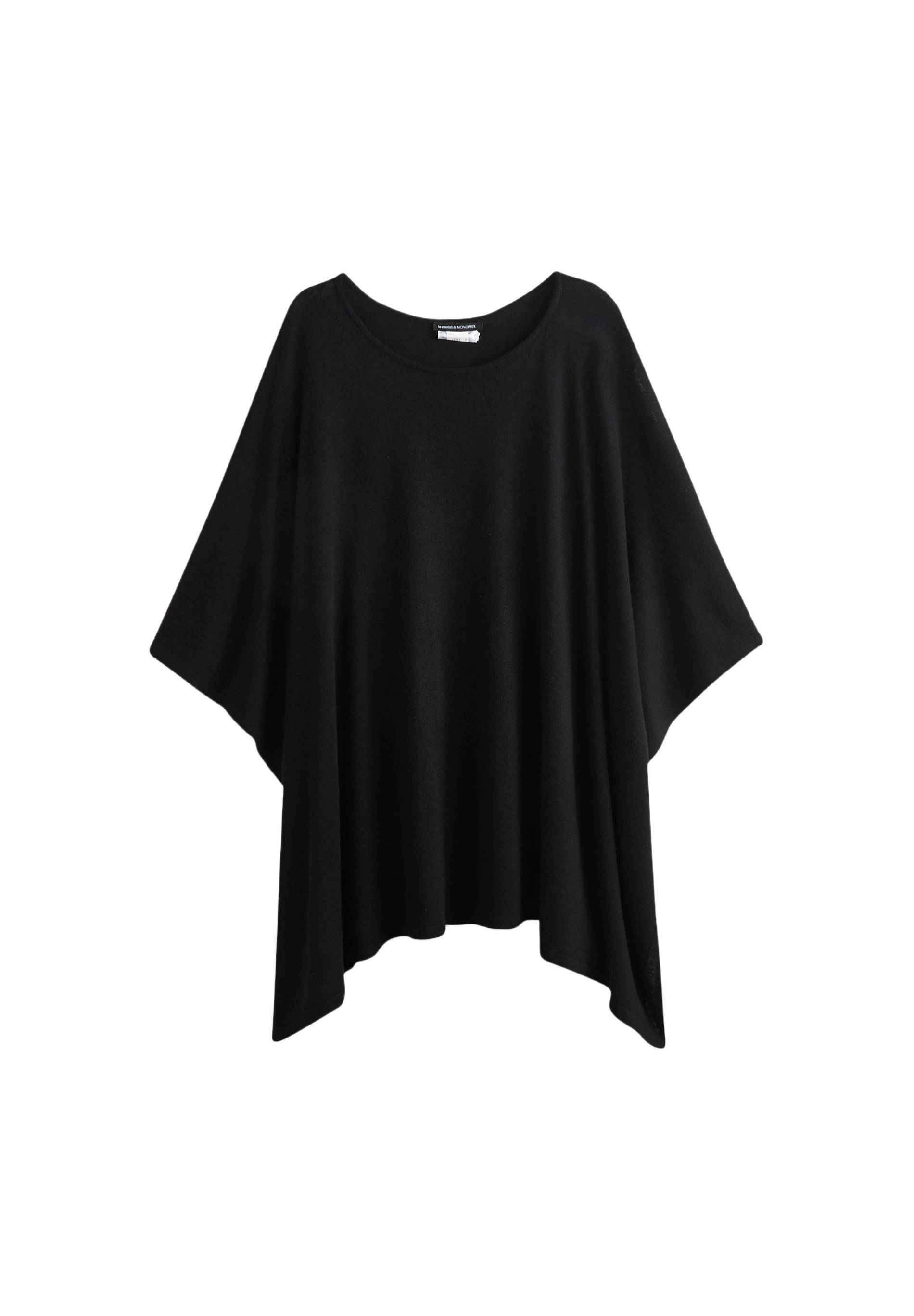 Poncho contenant de la laine, Noir, large image number 6.0