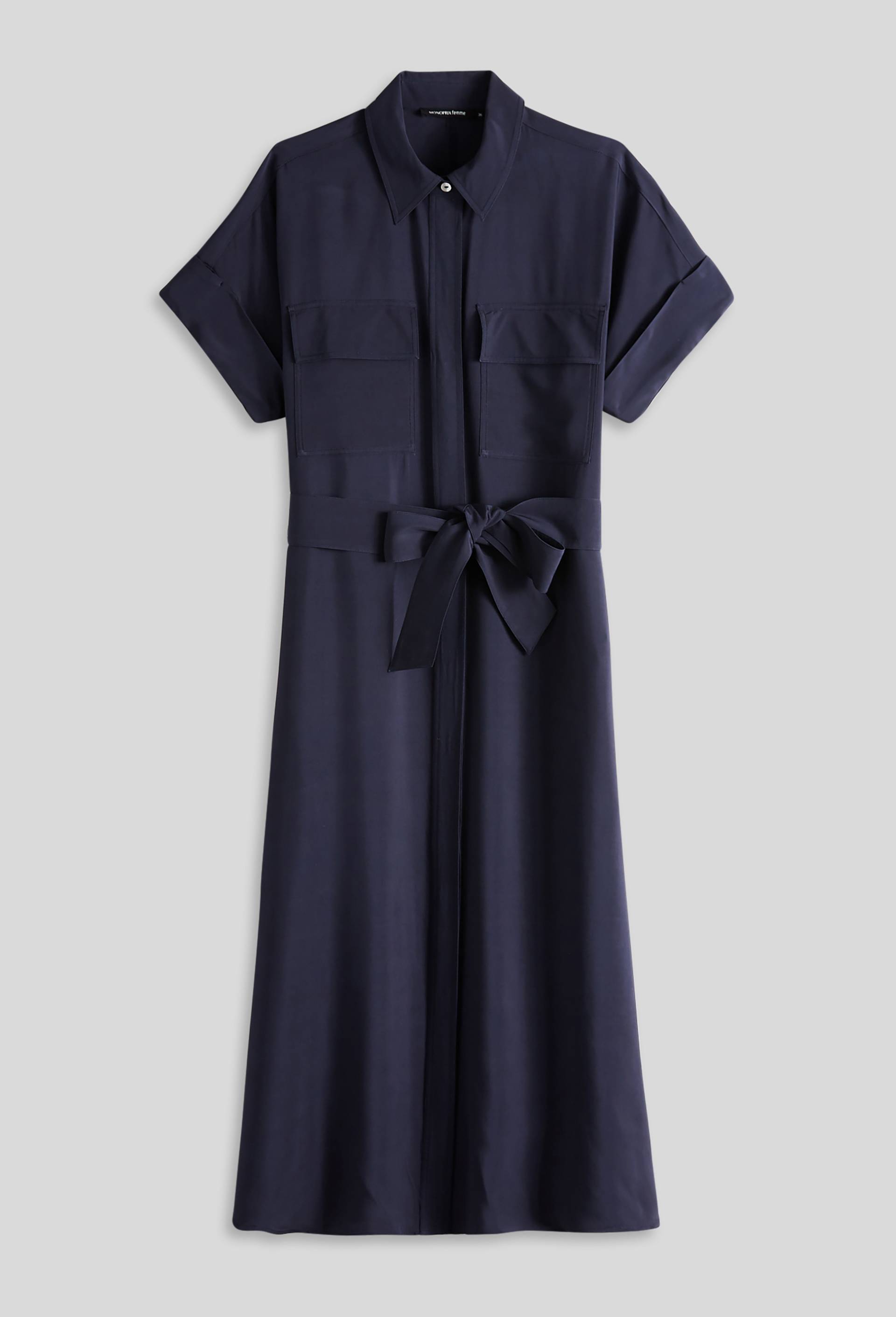 Robe chemise cintrée, certifié Oeko-Tex, Bleu foncé, large image number 2.0