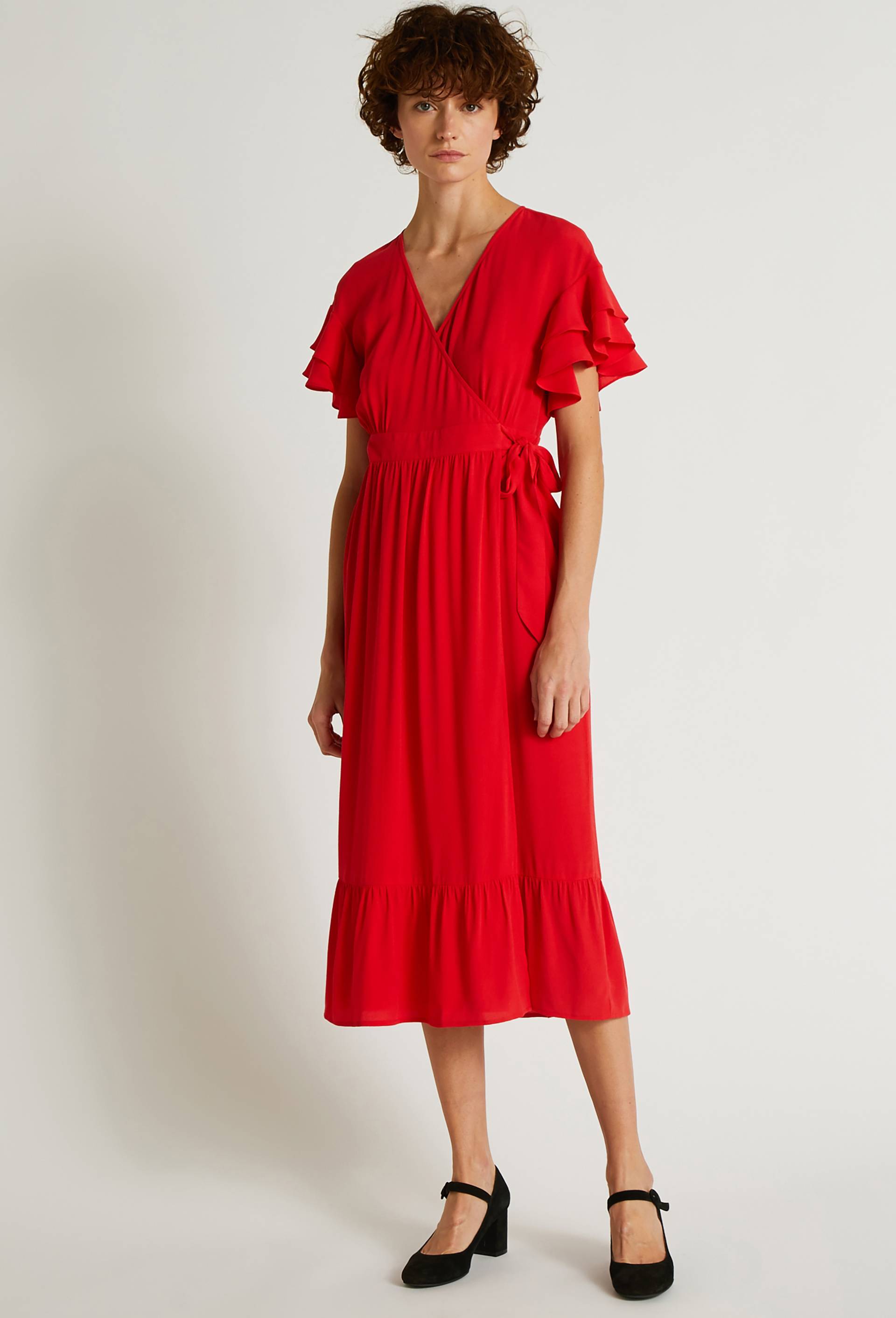Robe unie en viscose, Rouge, large image number 0