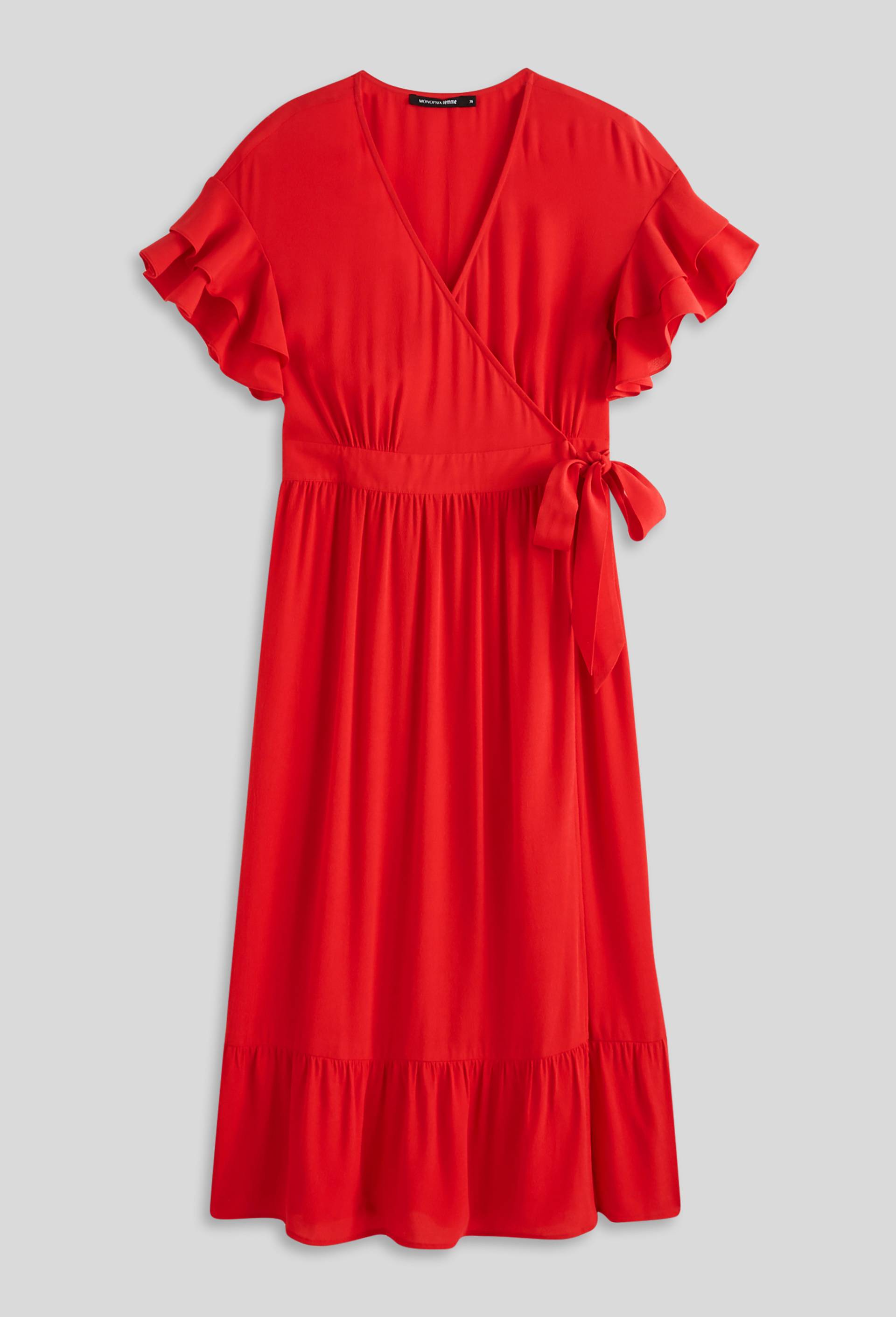 Robe unie en viscose, Rouge, large image number 2