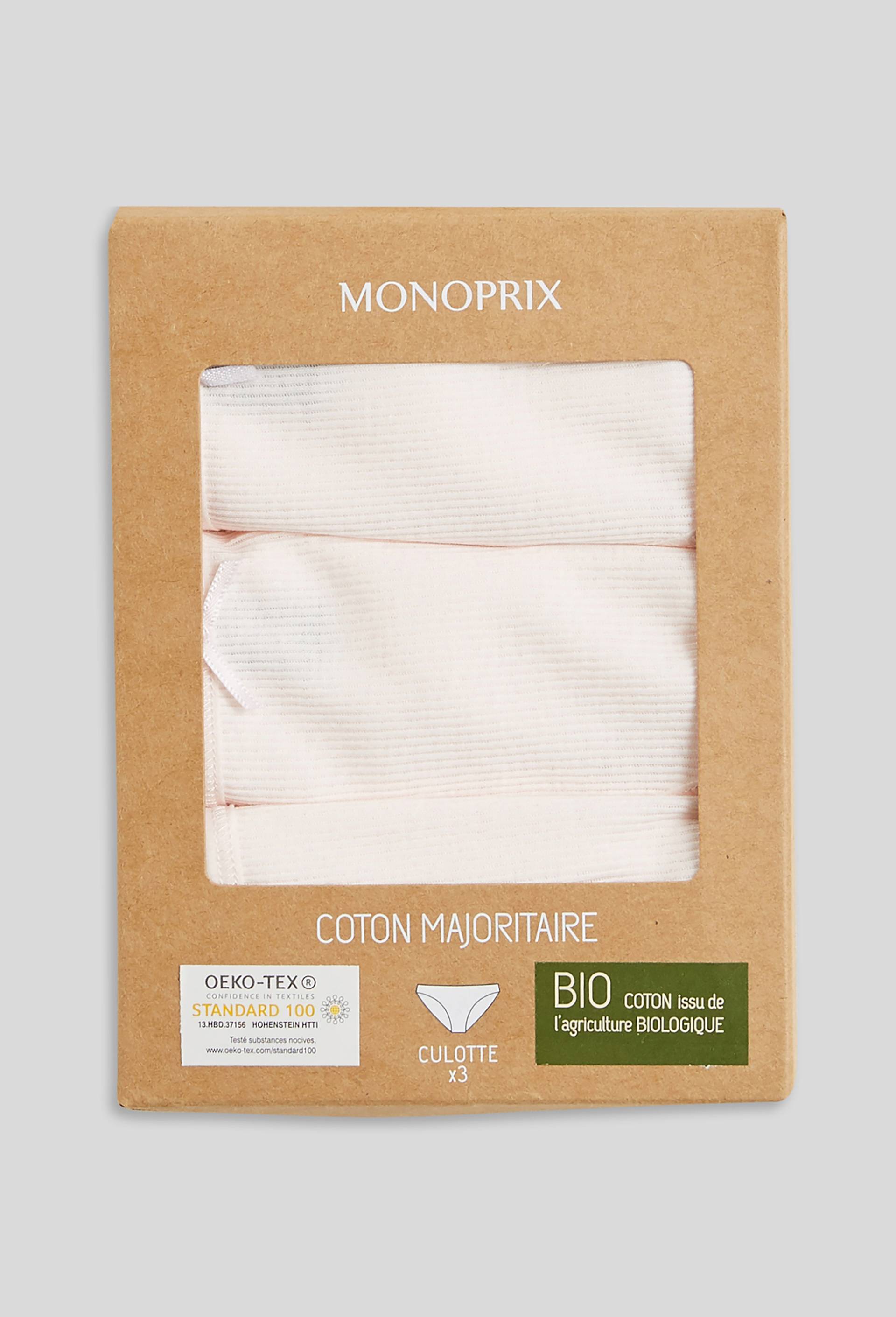 Lot de 3 culottes côtelées CAMELIA en coton BIO GOTS, Rose clair, large image number 1.0