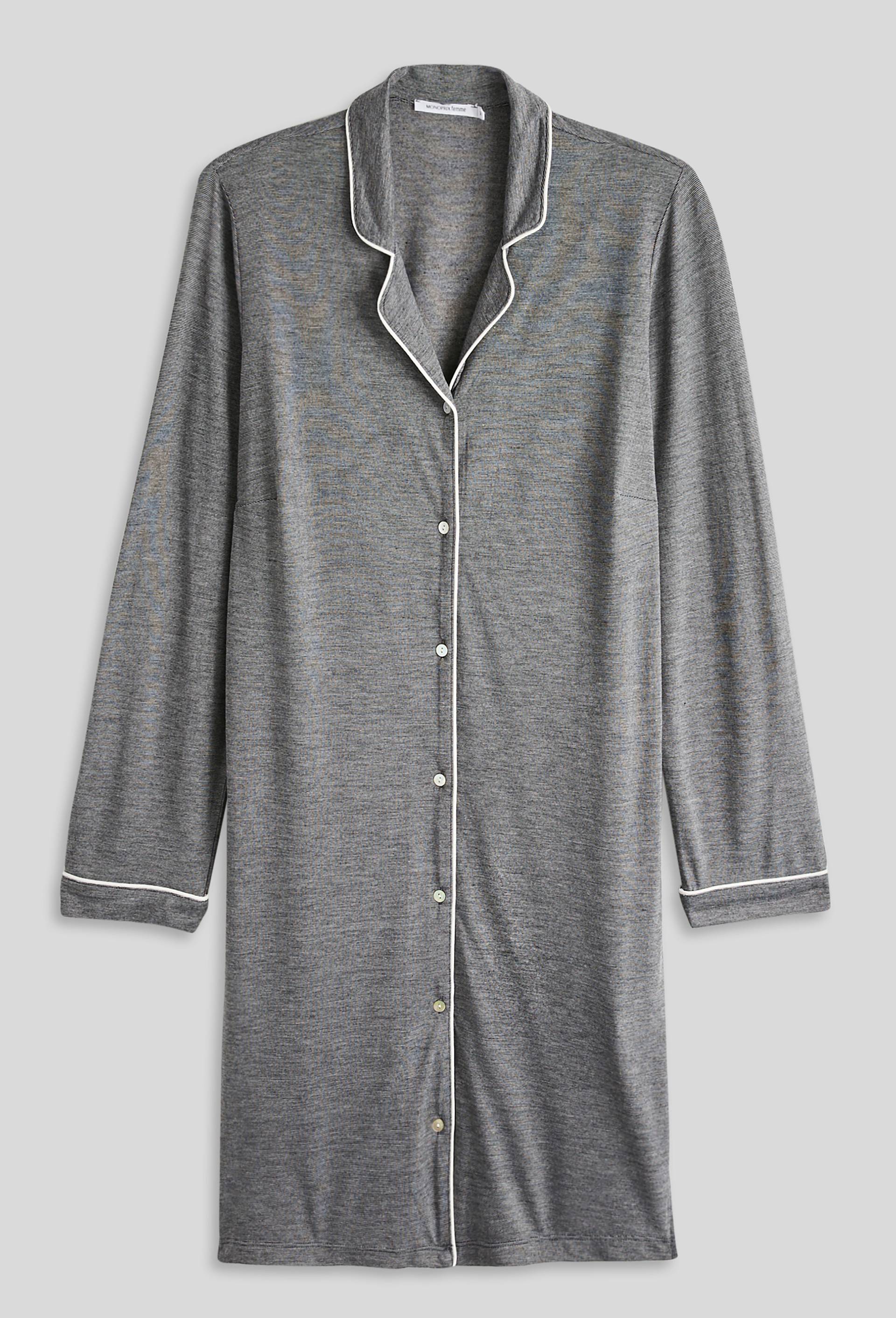 Chemise de nuit à fines rayures, Gris clair, large image number 2