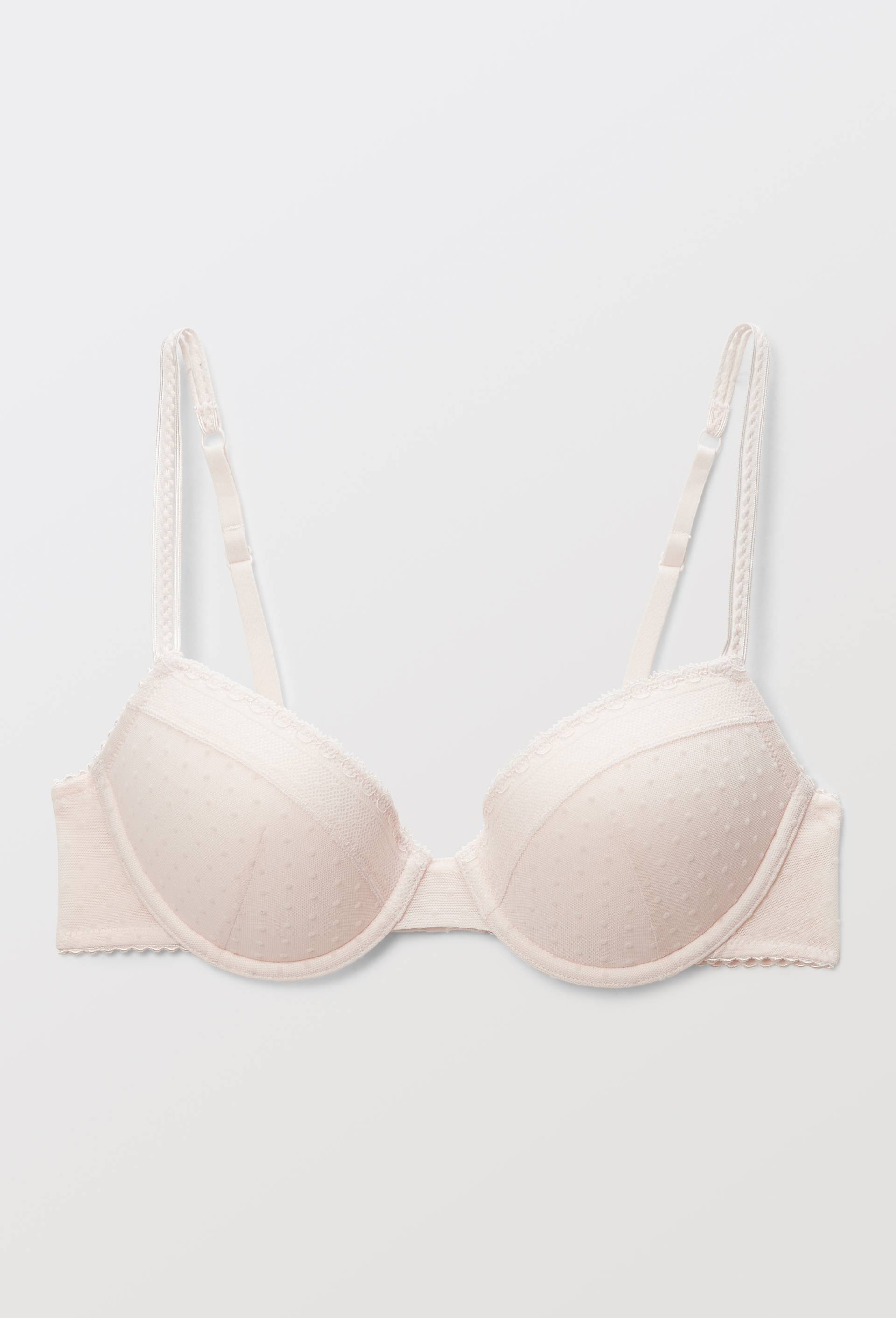 Soutien-gorge corbeille padd&eacute; ADELE en tulle floqu&eacute;, Rose clair, large image number 3