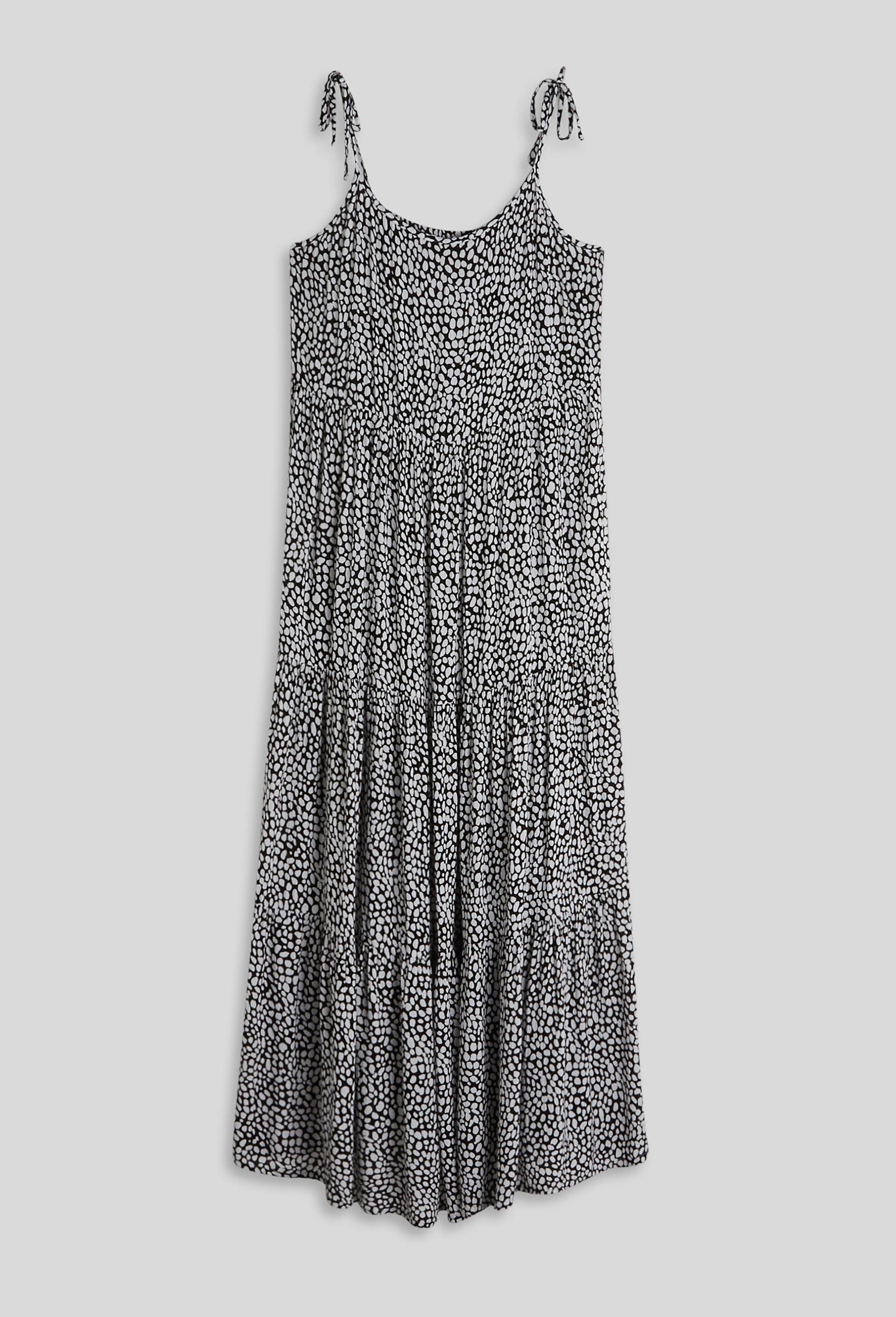 Chemise de nuit longue &agrave; bretelles en viscose ECOVERO, Noir, large image number 2