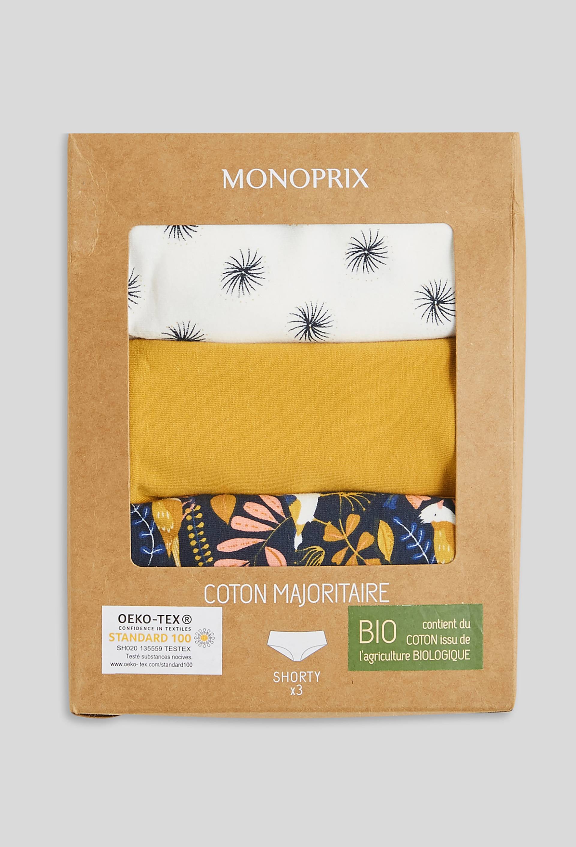 Lot de 3 shortys GARANCE en coton, Oeko-Tex, Bleu foncé, large image number 1.0