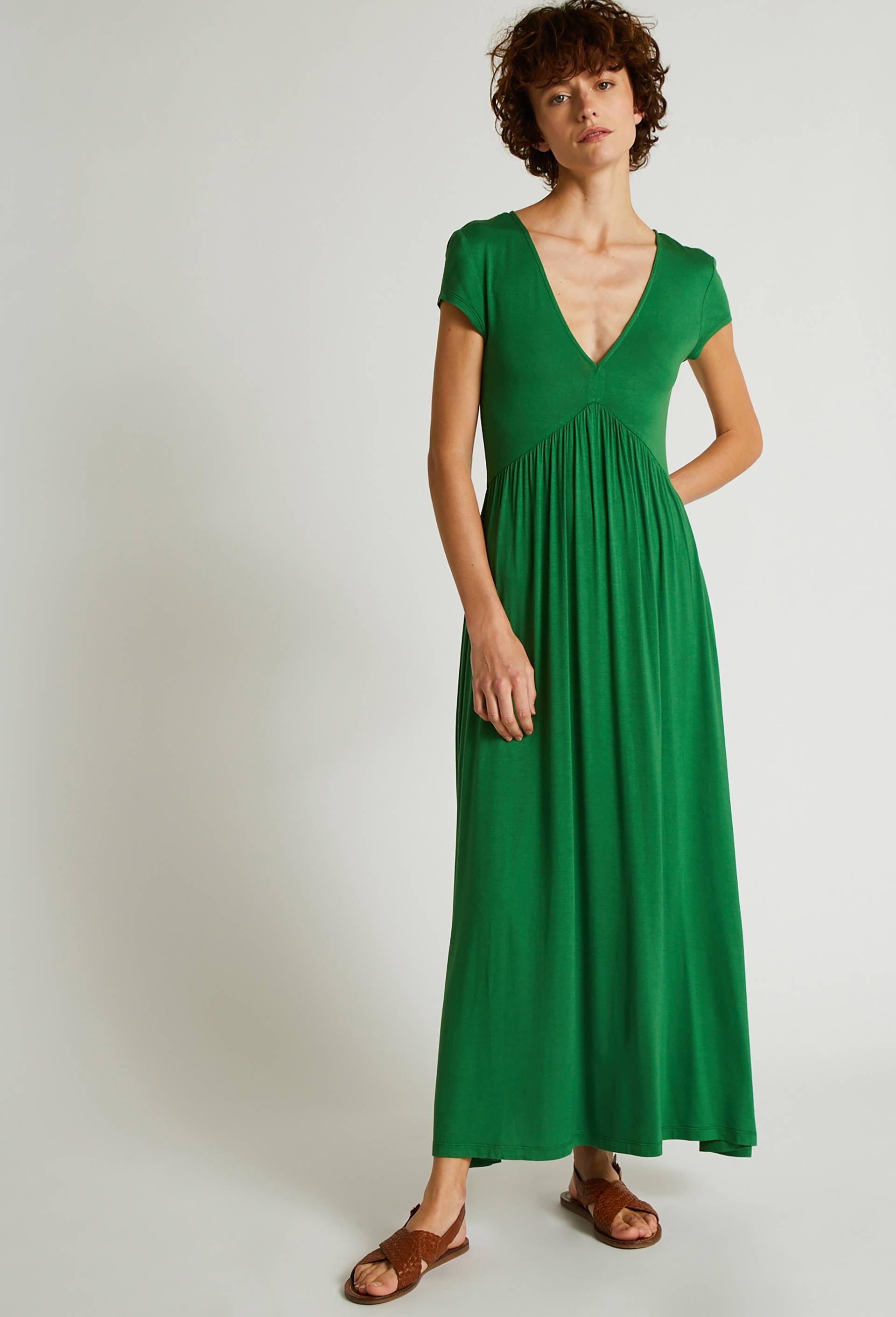 Robe en col V, Vert, large image number 0
