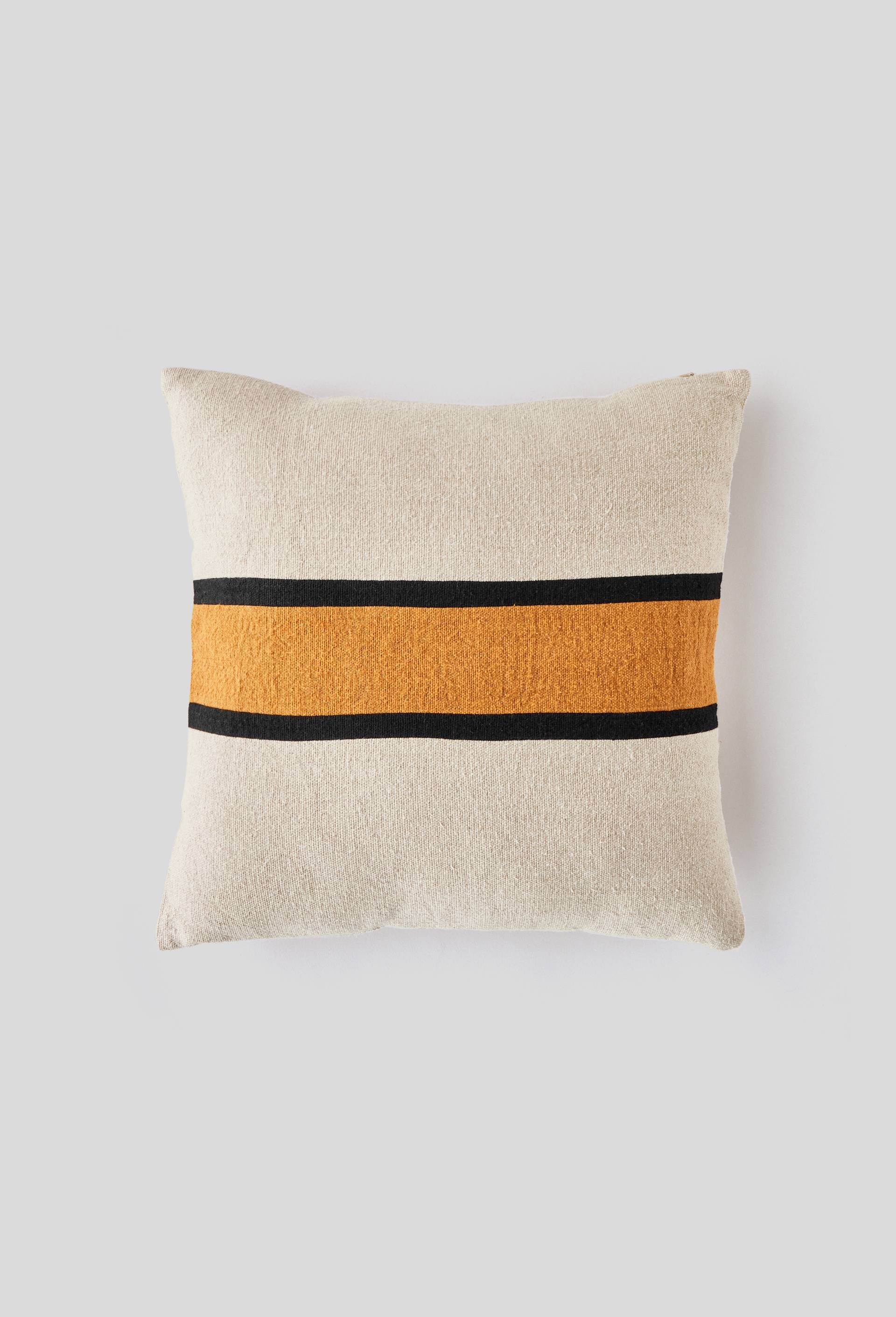 Coussin avec bandes, Noir, large image number 0
