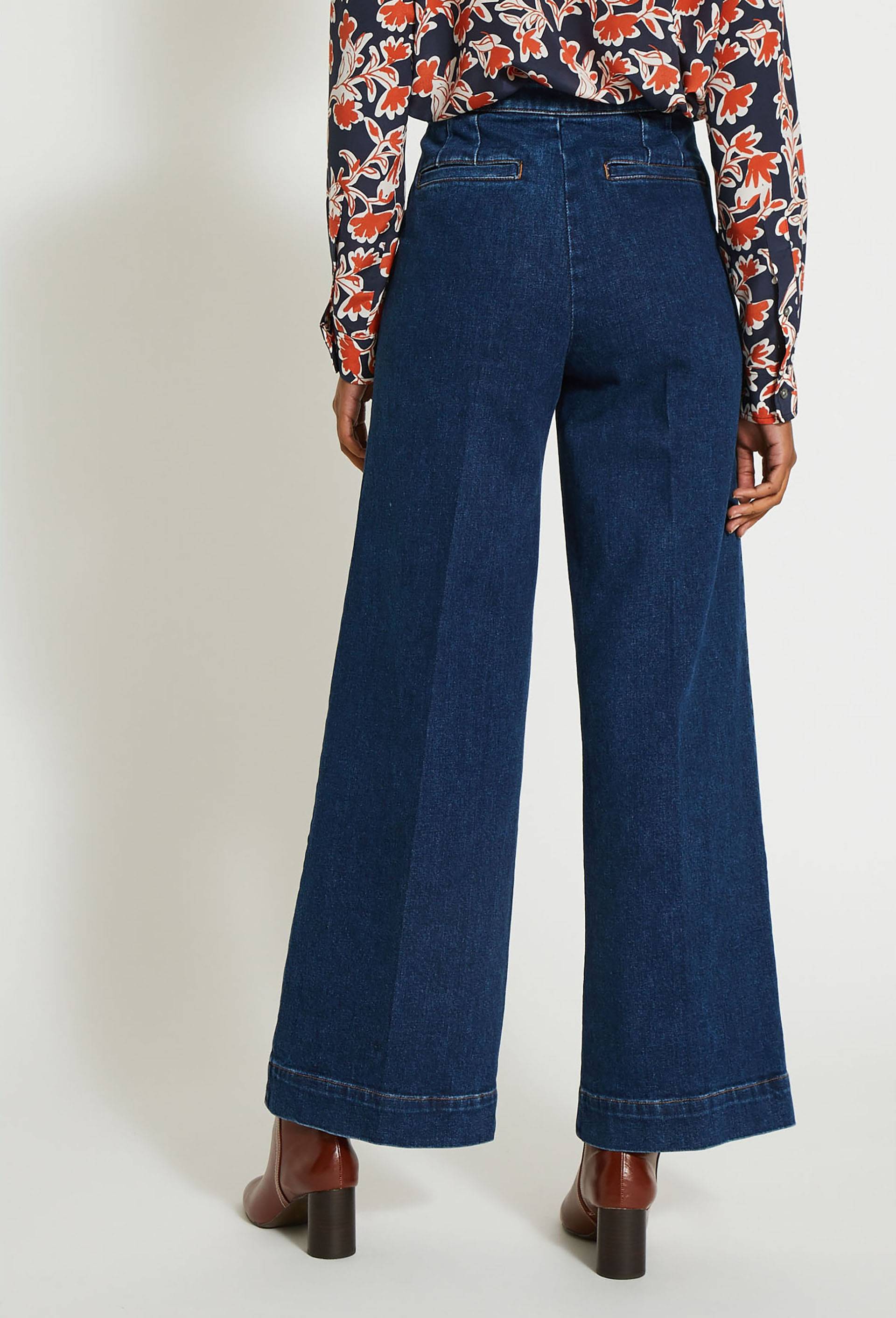Pantalon &agrave; pont en denim, Bleu, large image number 1