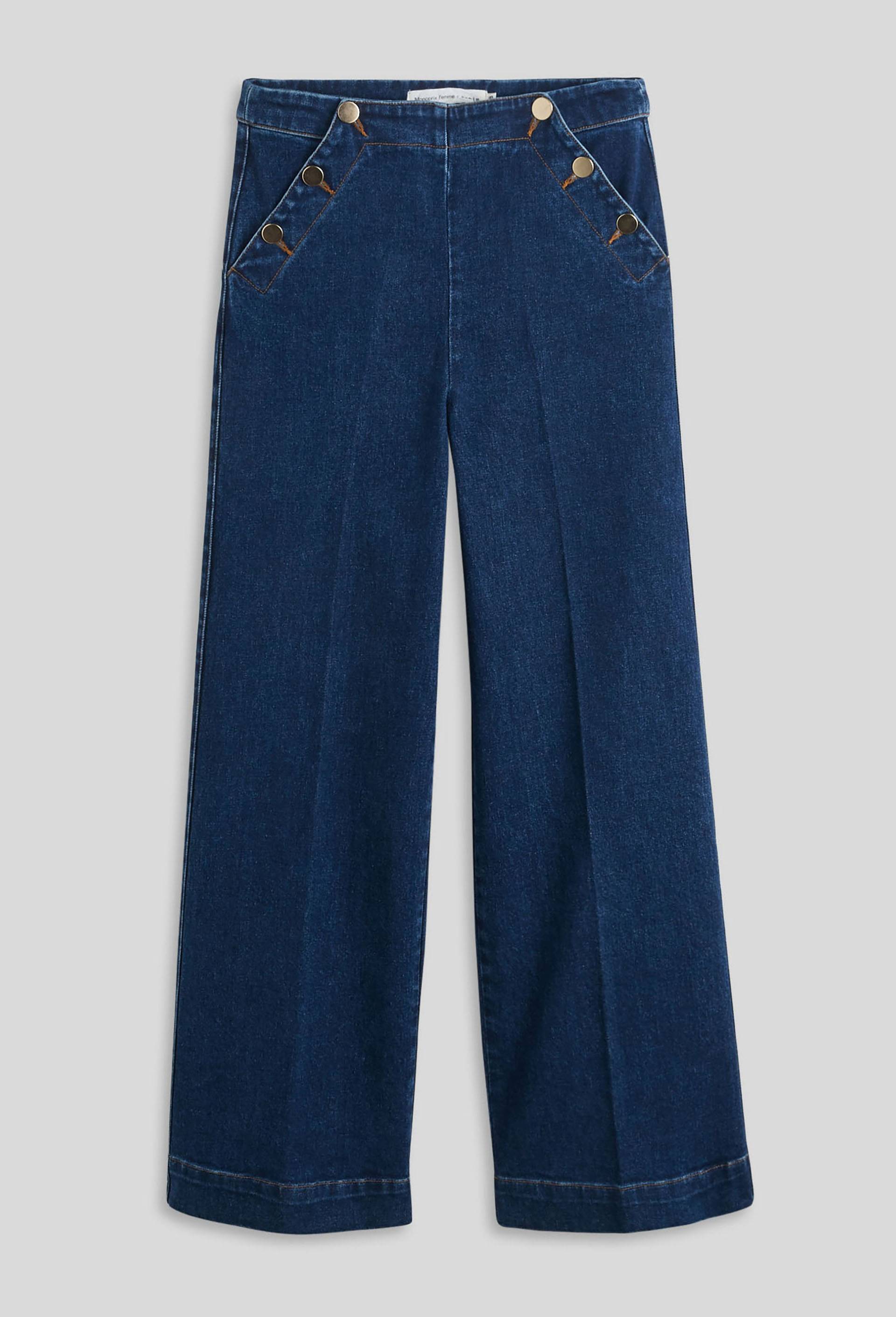 Pantalon &agrave; pont en denim, Bleu, large image number 2