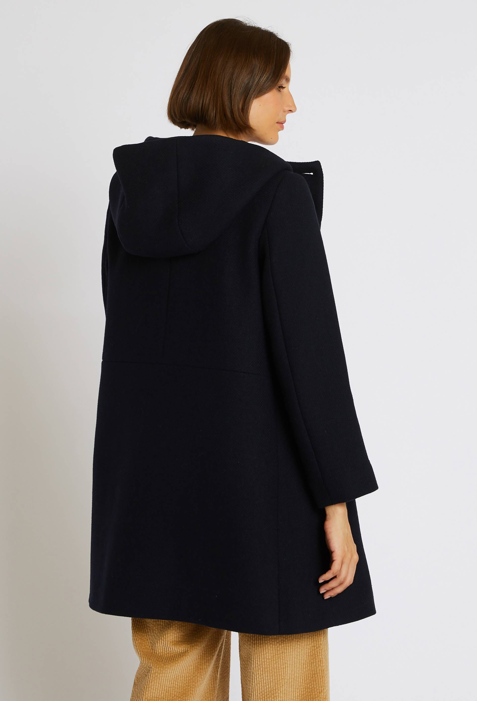 Manteau mi-long à capuche, Bleu foncé, large image number 1