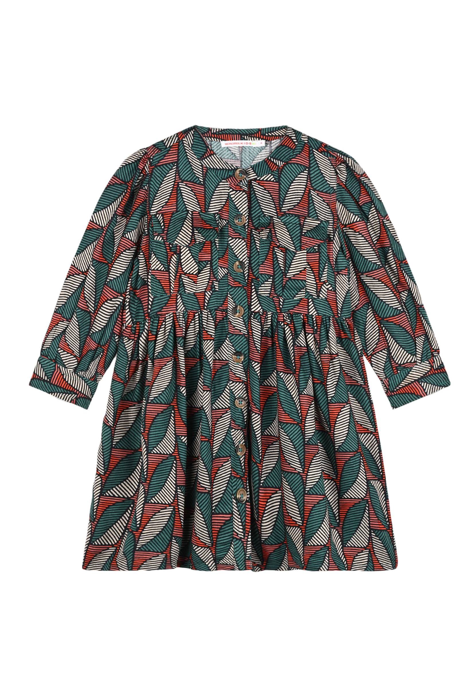 Robe imprimée en viscose certifiée Oekotex, Vert foncé, large image number 3