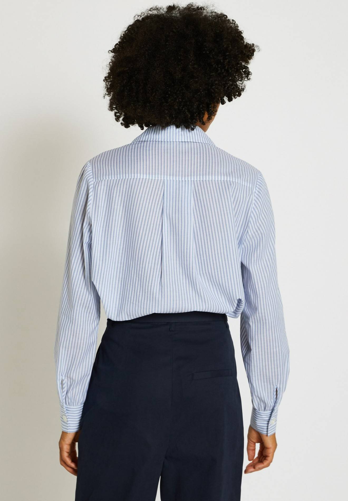 Blouse manches longues à rayures en coton, Bleu, large image number 4.0