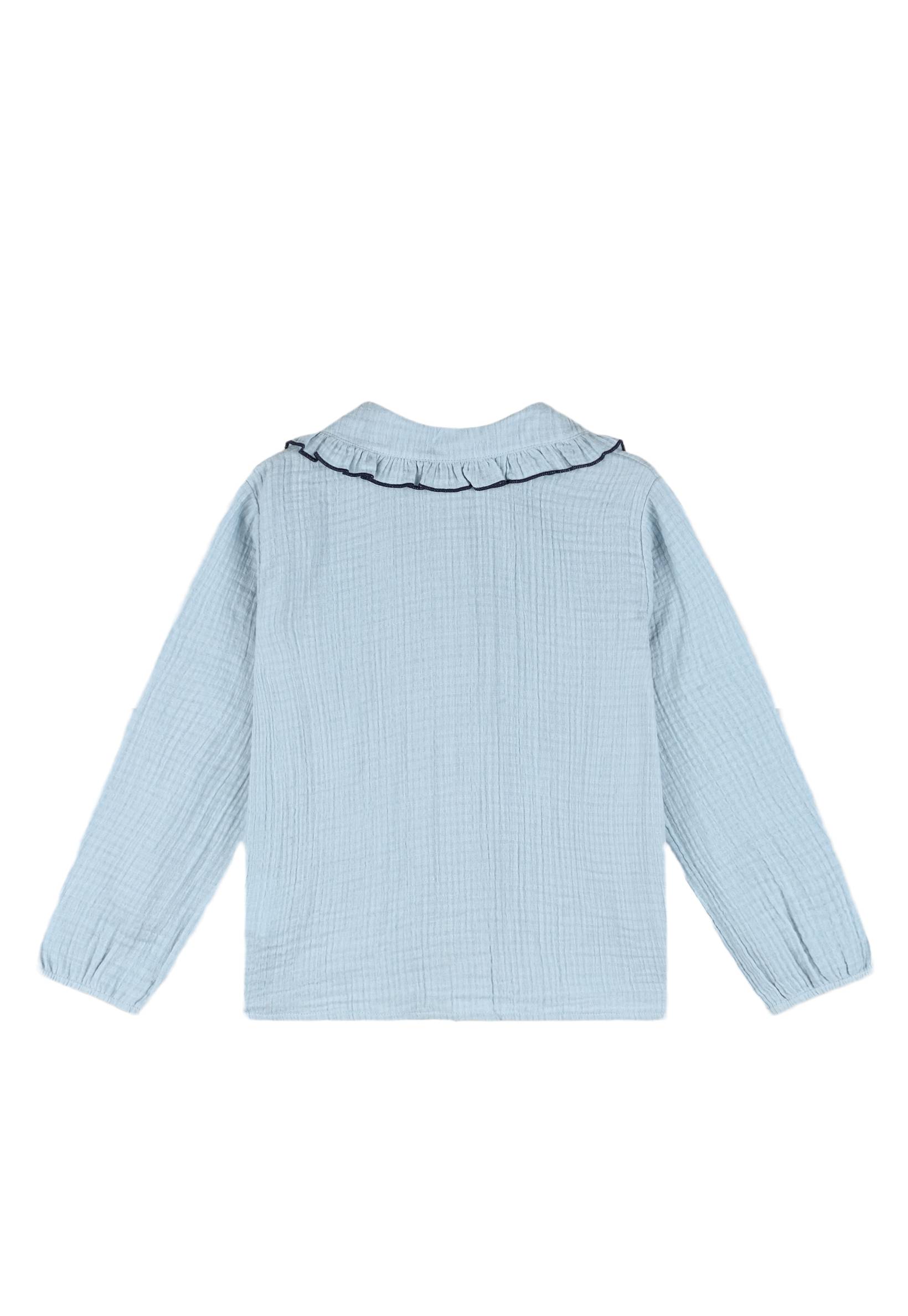 Chemise col large en gaze de coton, Bleu clair, large image number 4