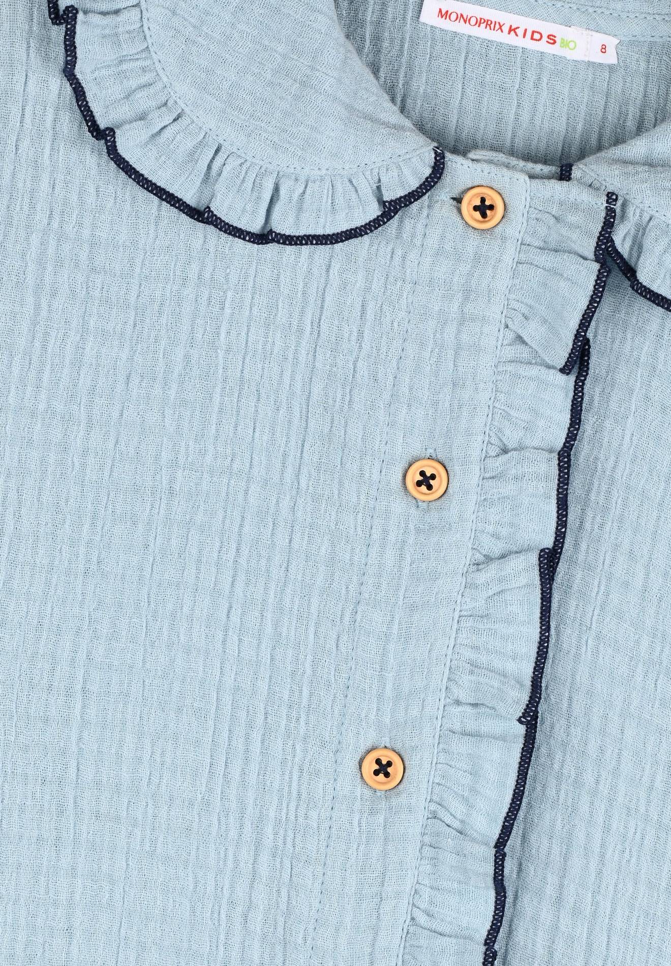 Chemise col large en gaze de coton, Bleu clair, large image number 5