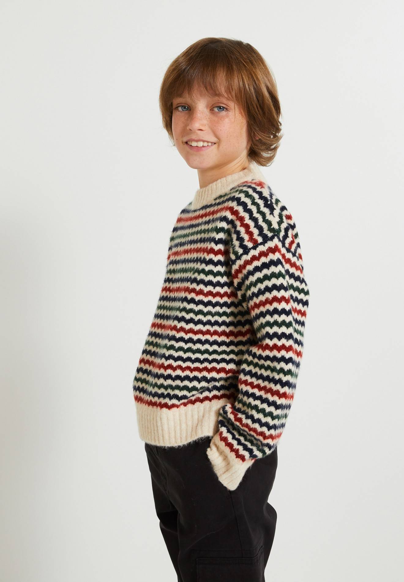 Pull à motifs certifié Oekotex, Blanc, large image number 3