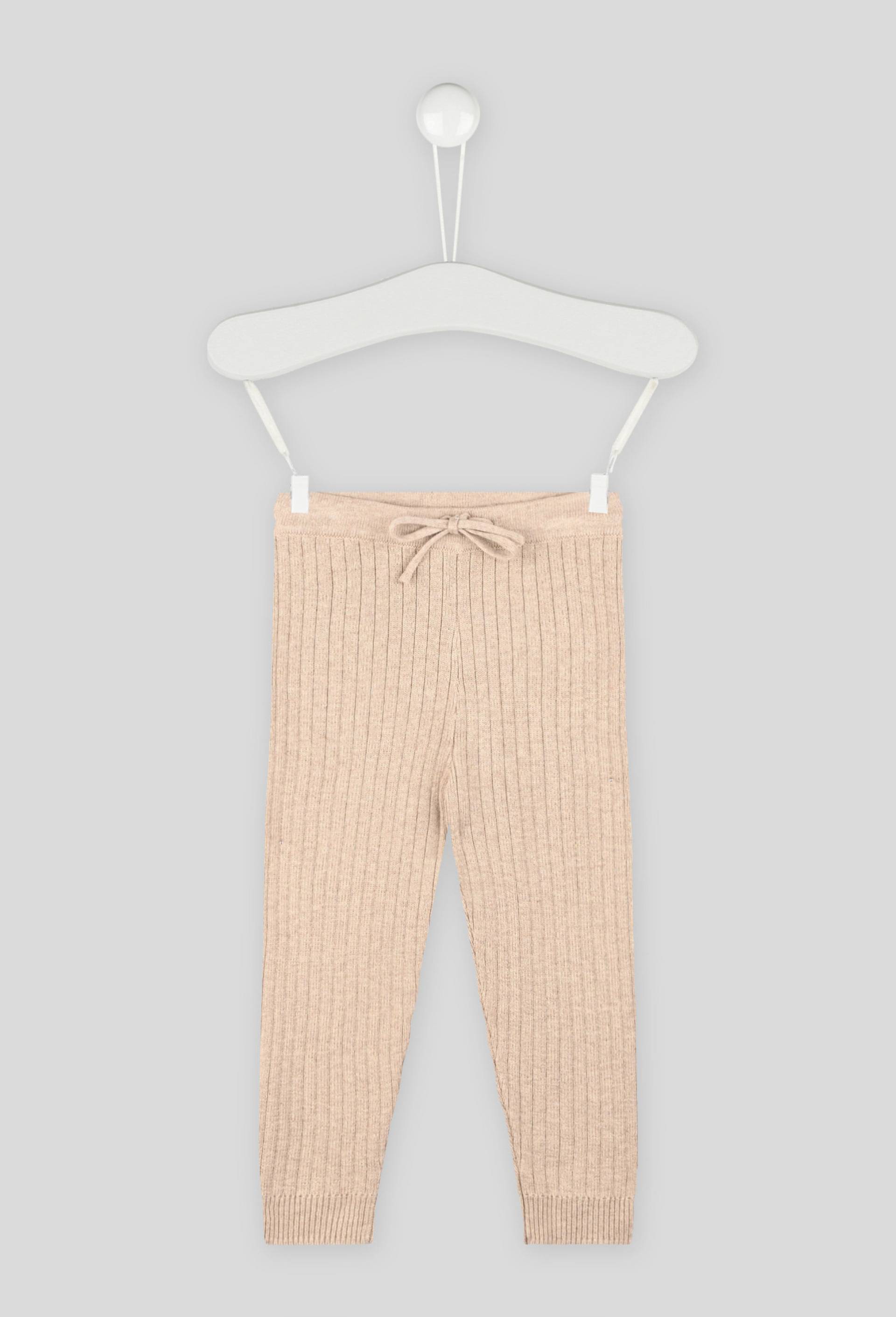 Legging côtelé uni en tricot, Beige, large image number 0