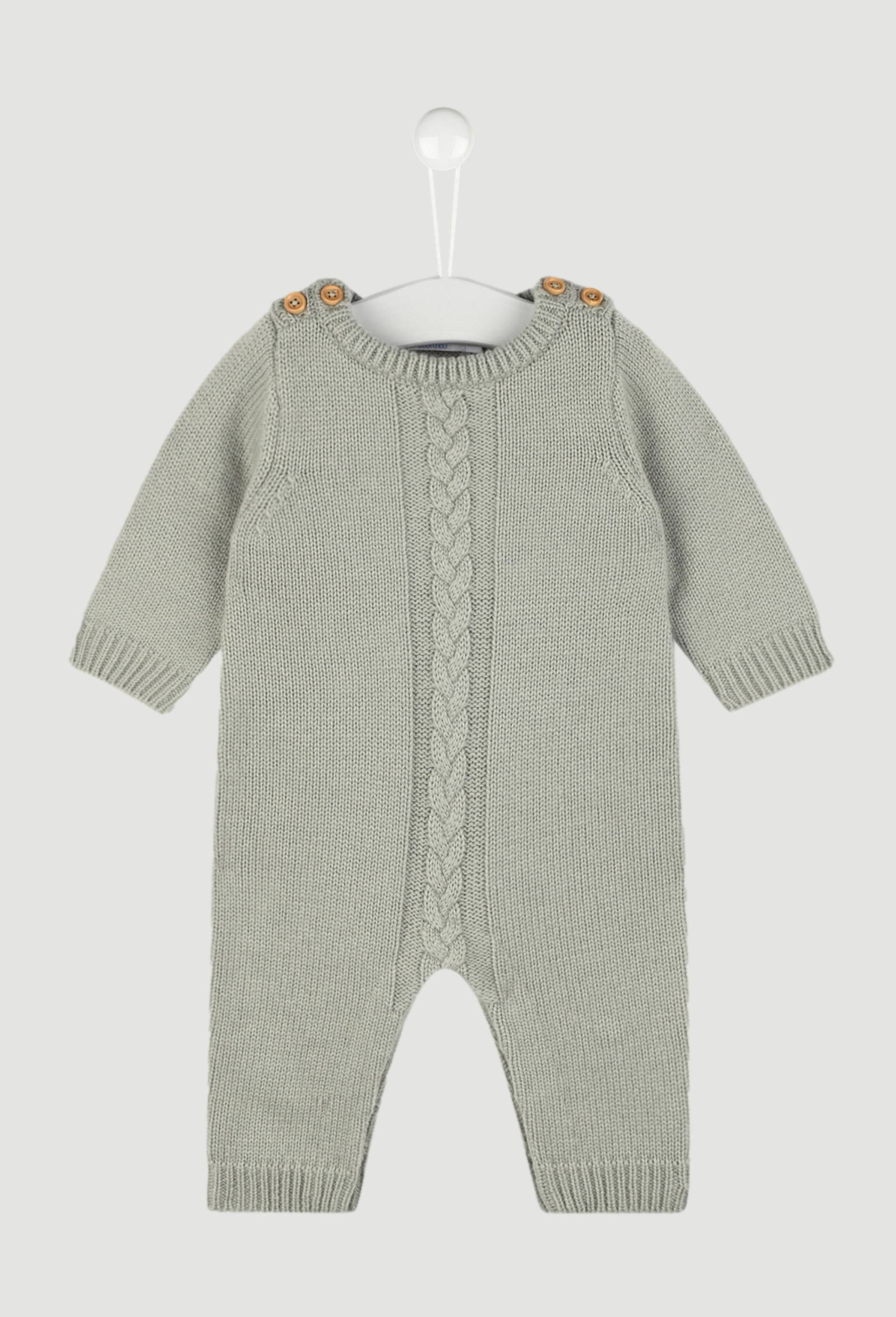Combinaison longue à torsades contenant de la laine, Vert foncé, swatch image