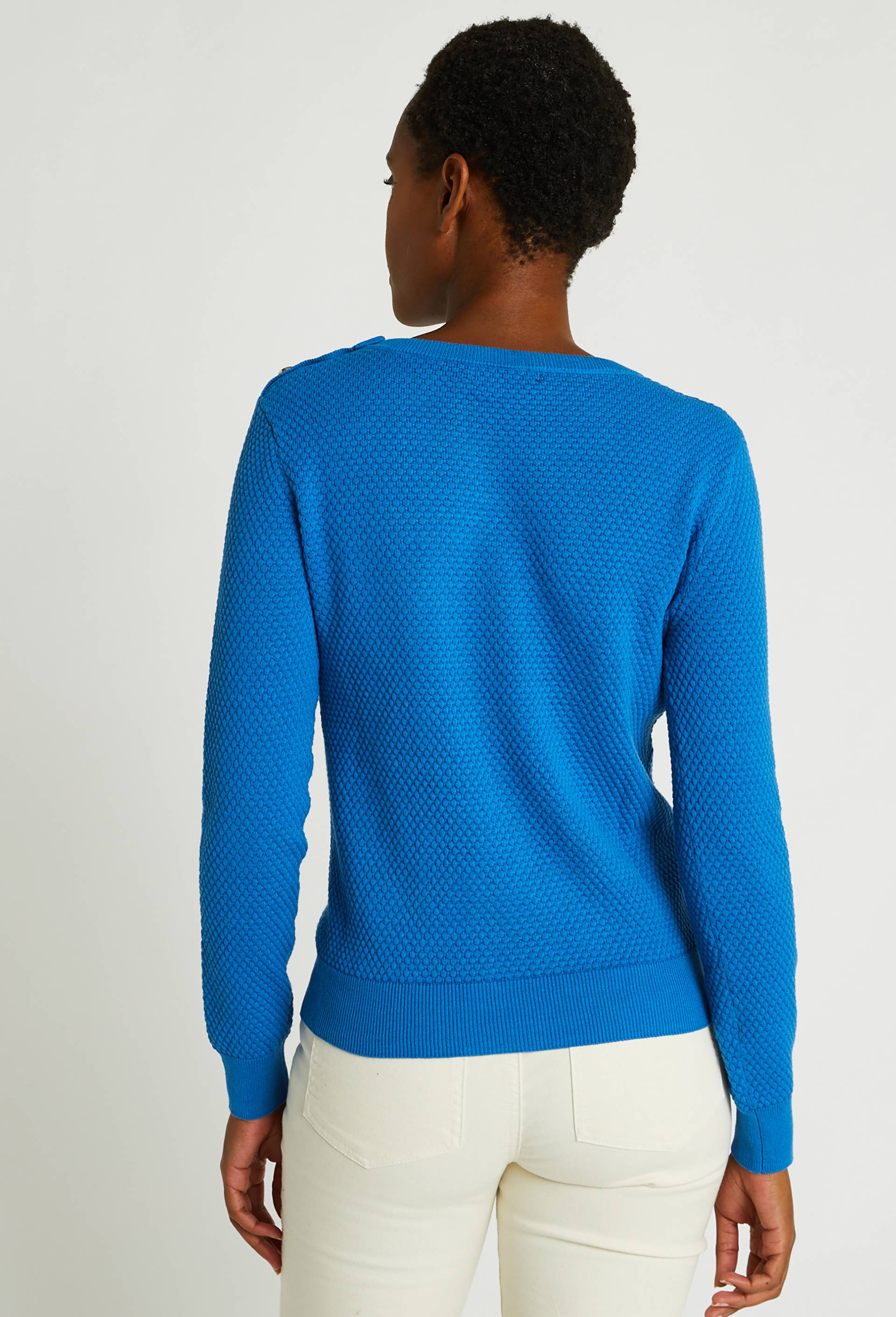 Pull uni en coton Oekotex, BLEU, large image number 1