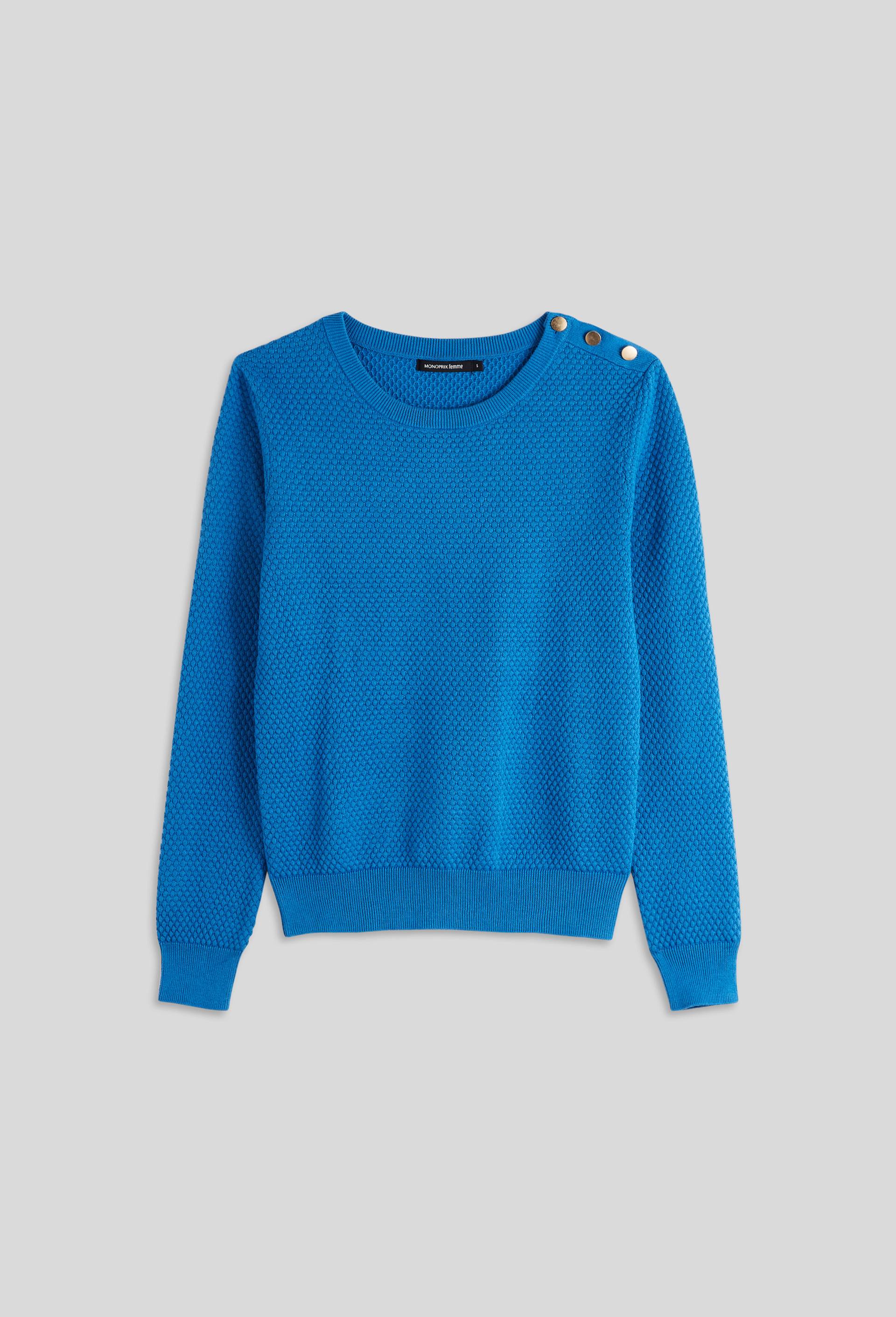 Pull uni en coton Oekotex, BLEU, large image number 2.0