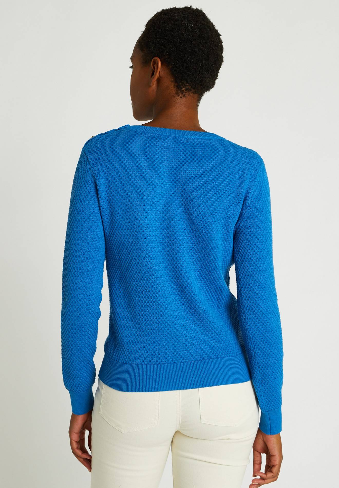Pull uni en coton Oekotex, BLEU, large image number 4