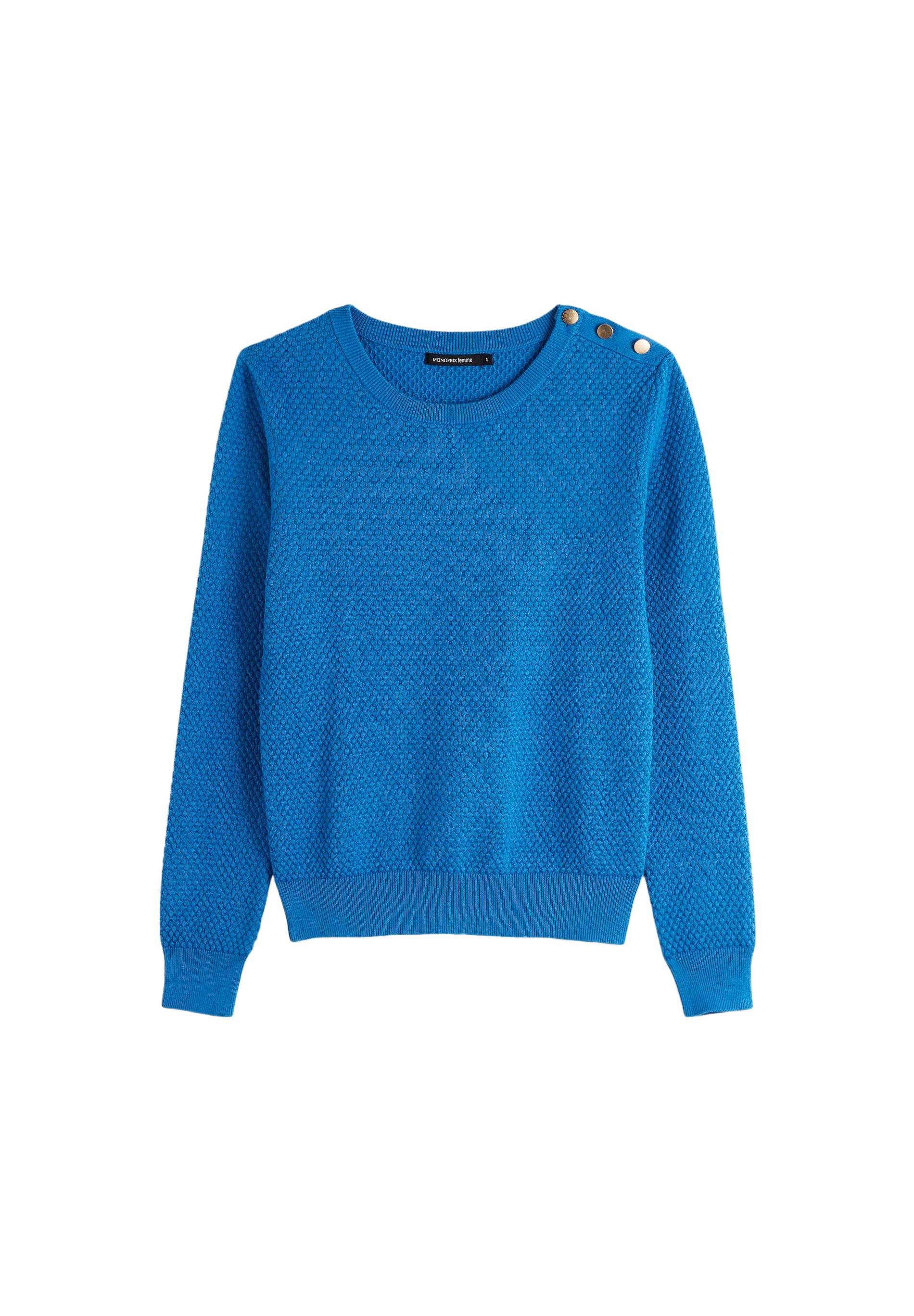 Pull uni en coton Oekotex, BLEU, large image number 5