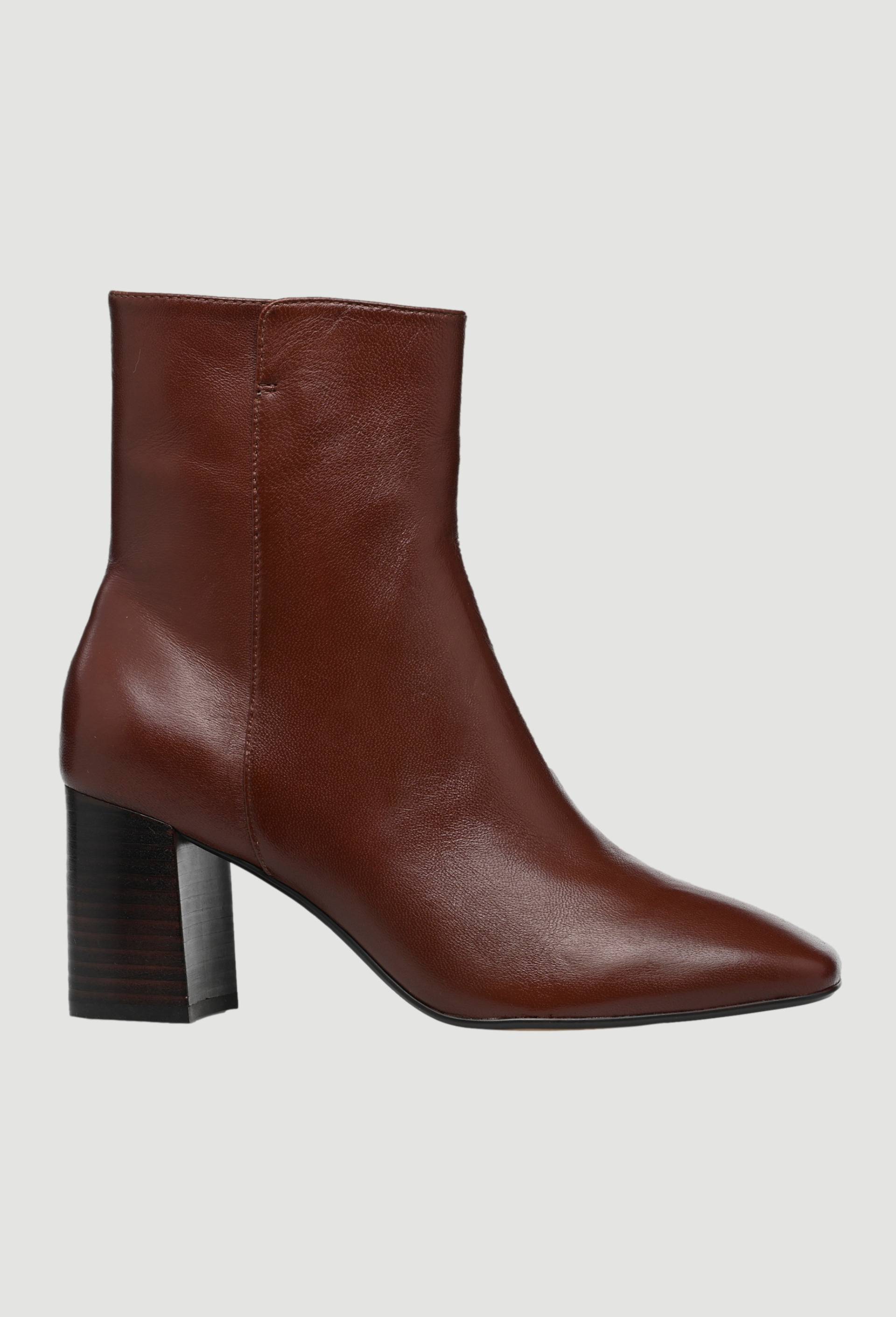 Bottines à talon en cuir, Rouge foncé, large image number 0