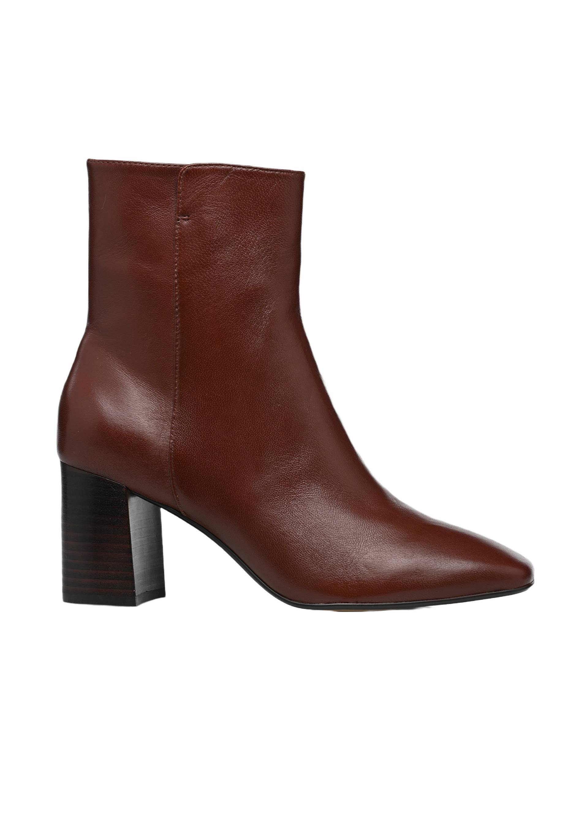 Bottines à talon en cuir, Rouge foncé, large image number 3