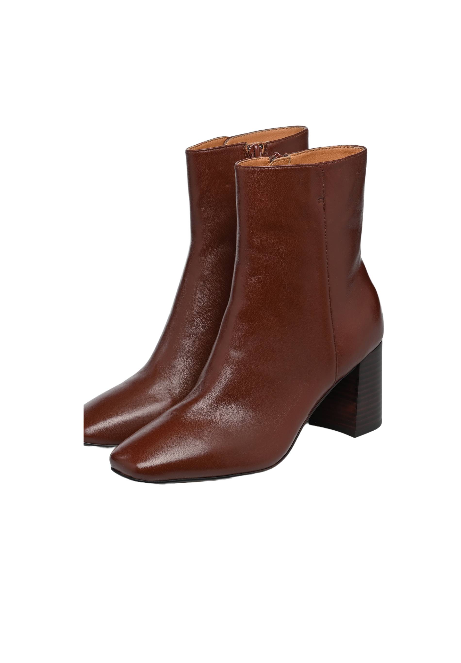 Bottines à talon en cuir, Rouge foncé, large image number 4