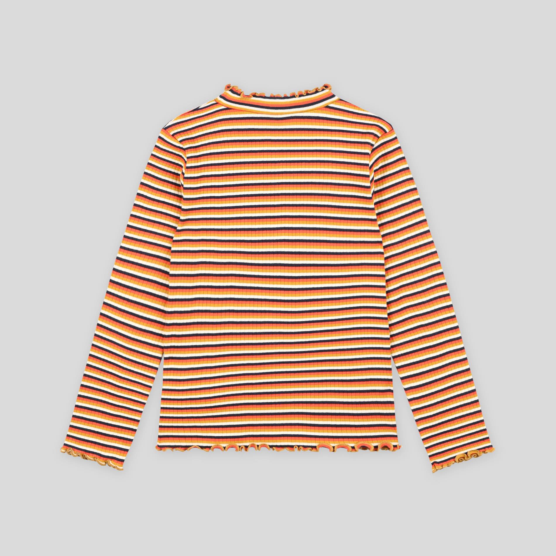 T-shirt côtelé rayé manches longues, Orange, large image number 1.0