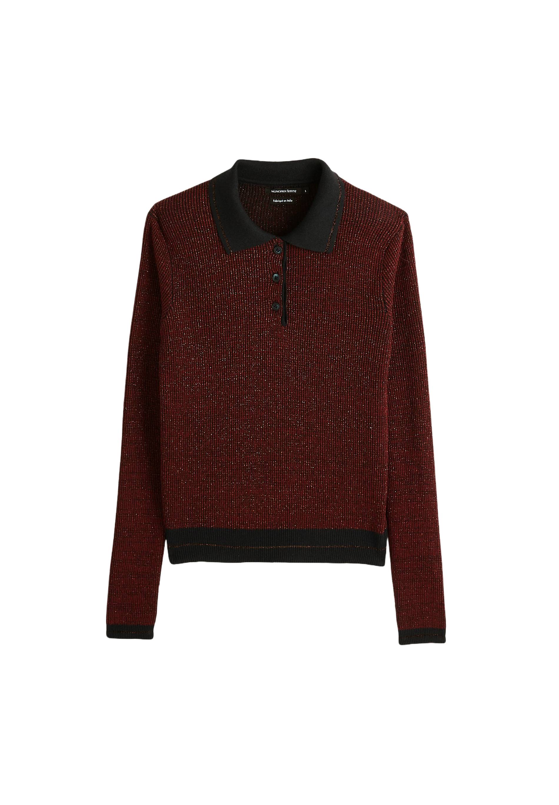 Polo manches longues, Rouge foncé, large image number 5