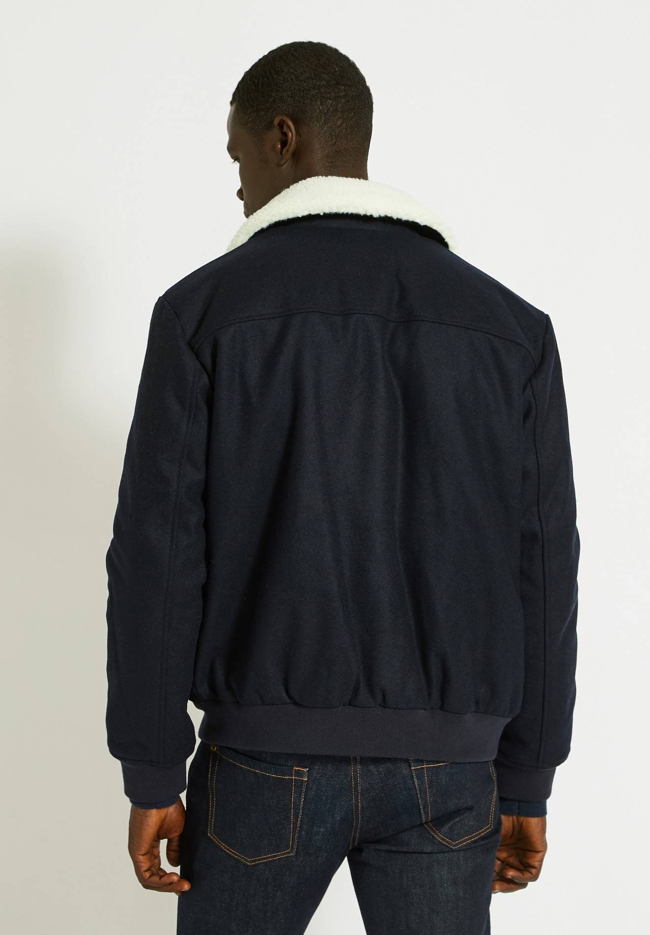 Veste col sherpa contenant de la laine, Bleu foncé, large image number 4.0