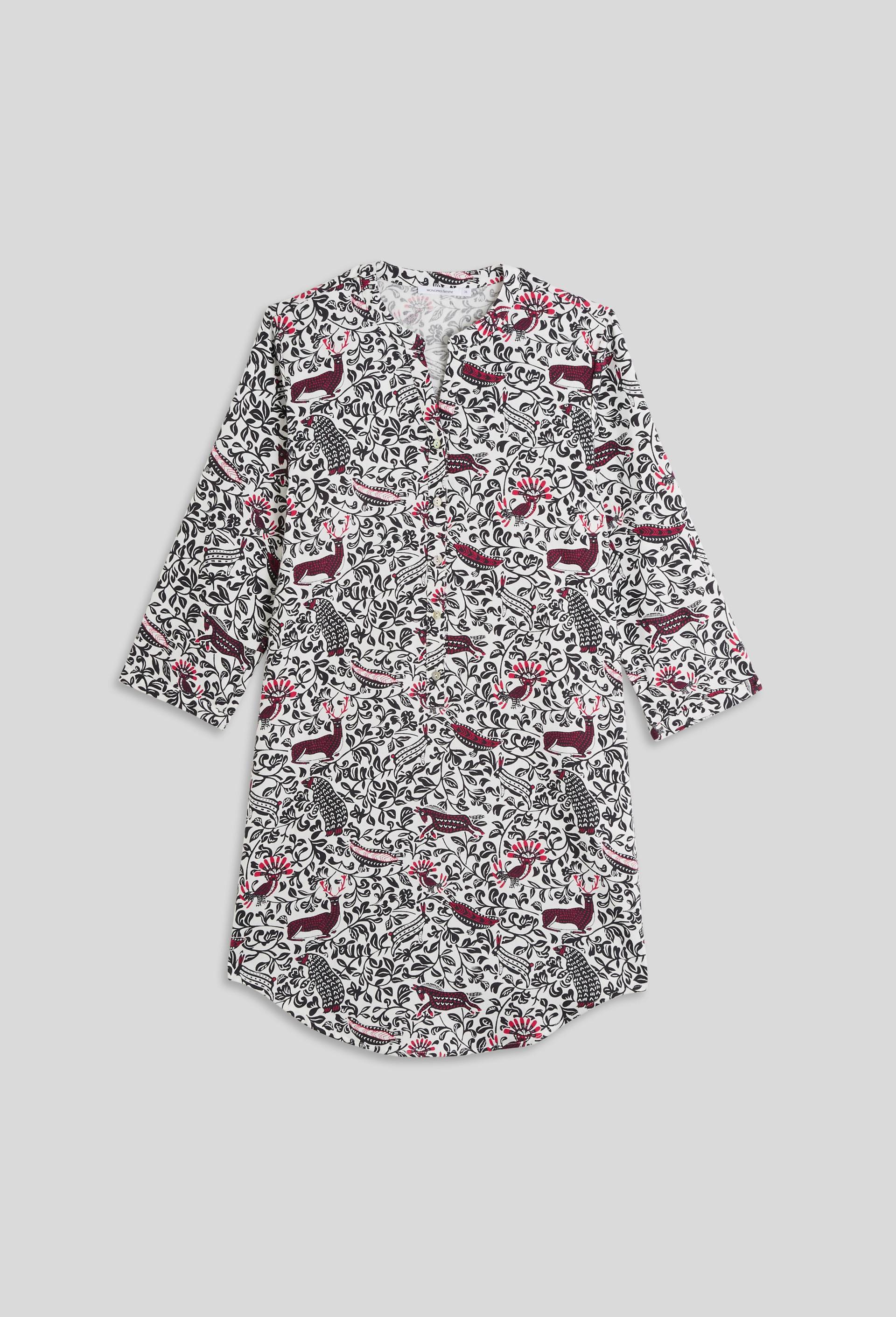 Chemise de nuit manches longues en coton gratté OEKOTEX, Beige clair, large image number 2.0