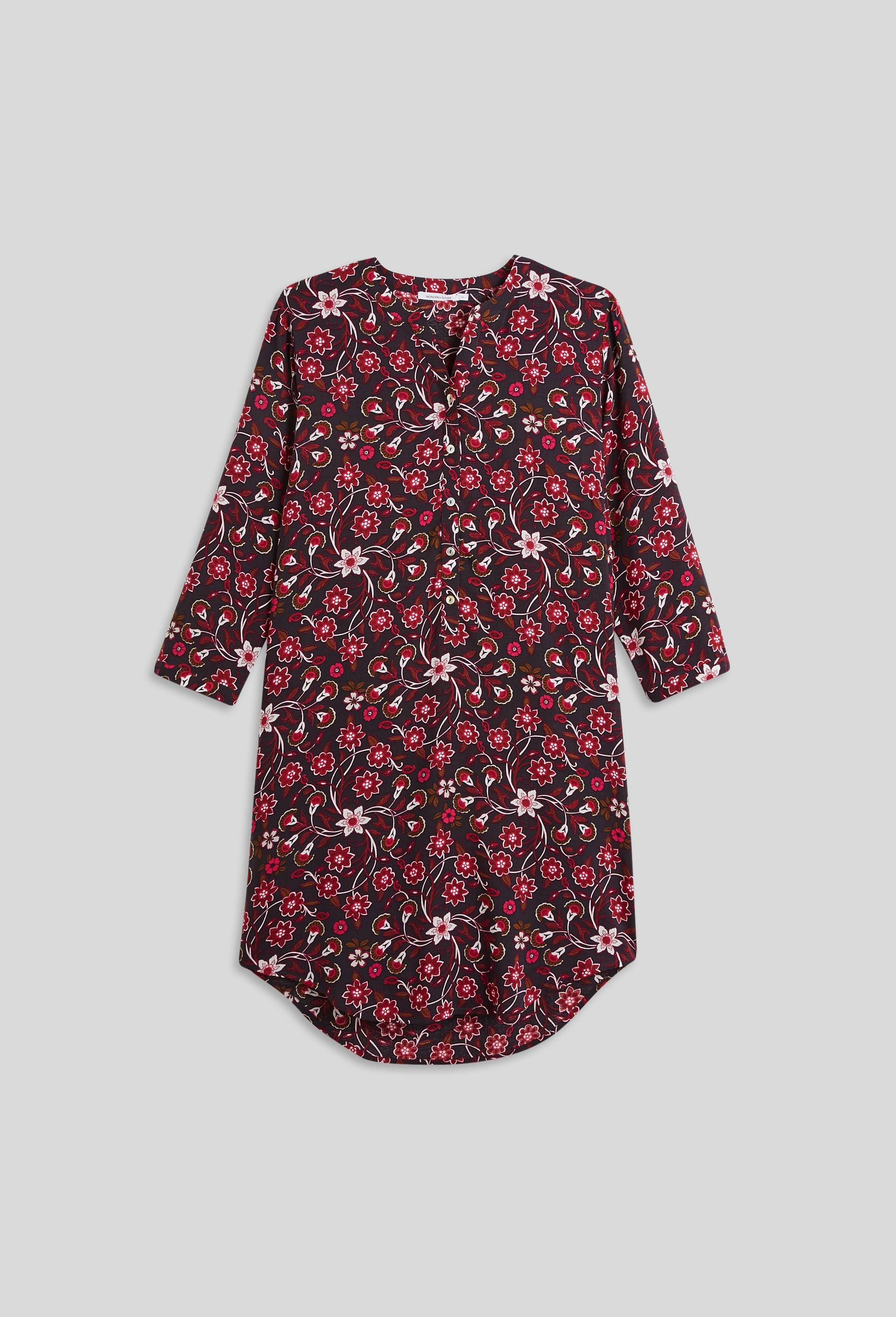 Chemise de nuit manches longues en viscose ECOVERO, Gris foncé, large image number 2.0