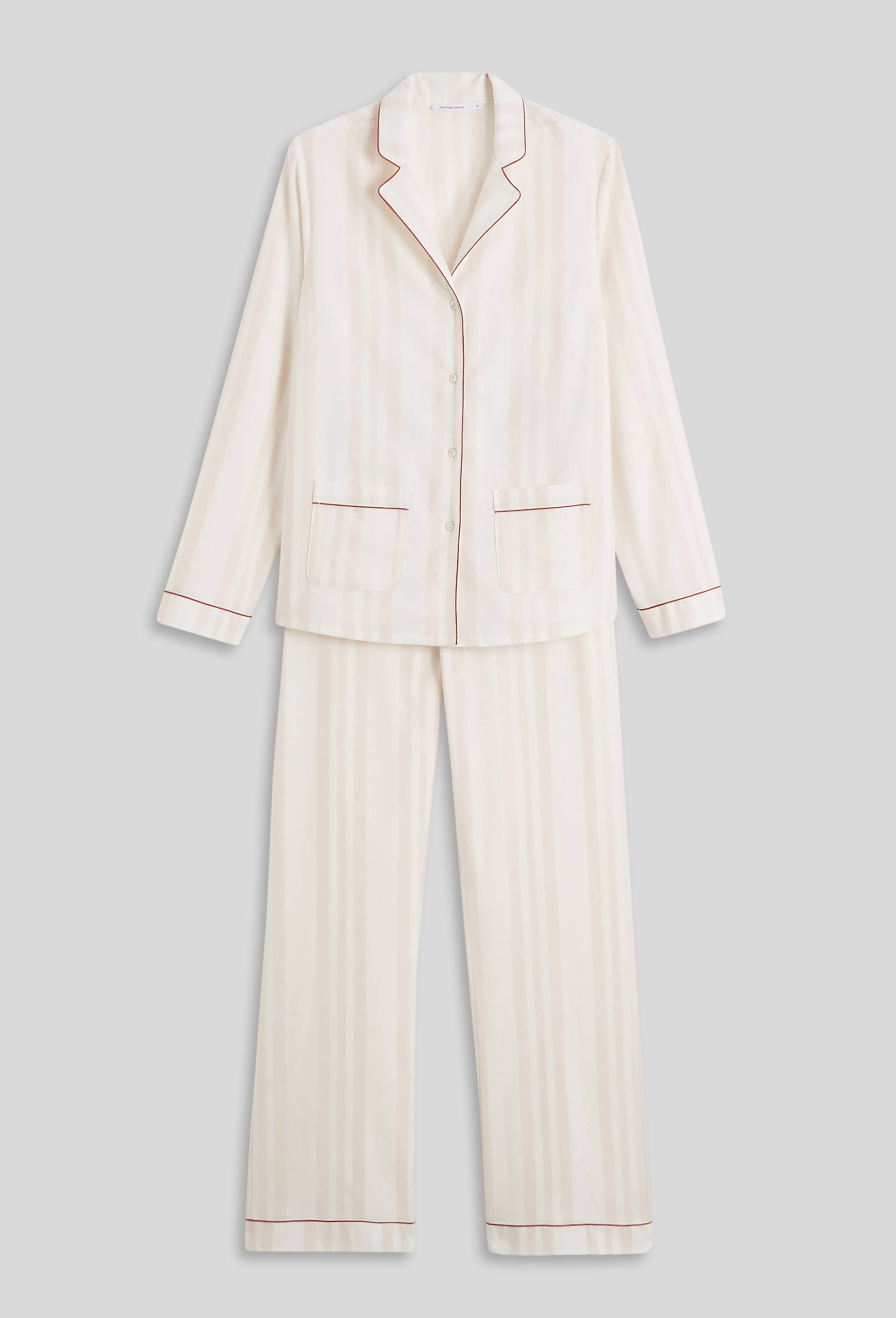 Pyjama col tailleur en coton gratté OEKOTEX, Rose foncé, large image number 2