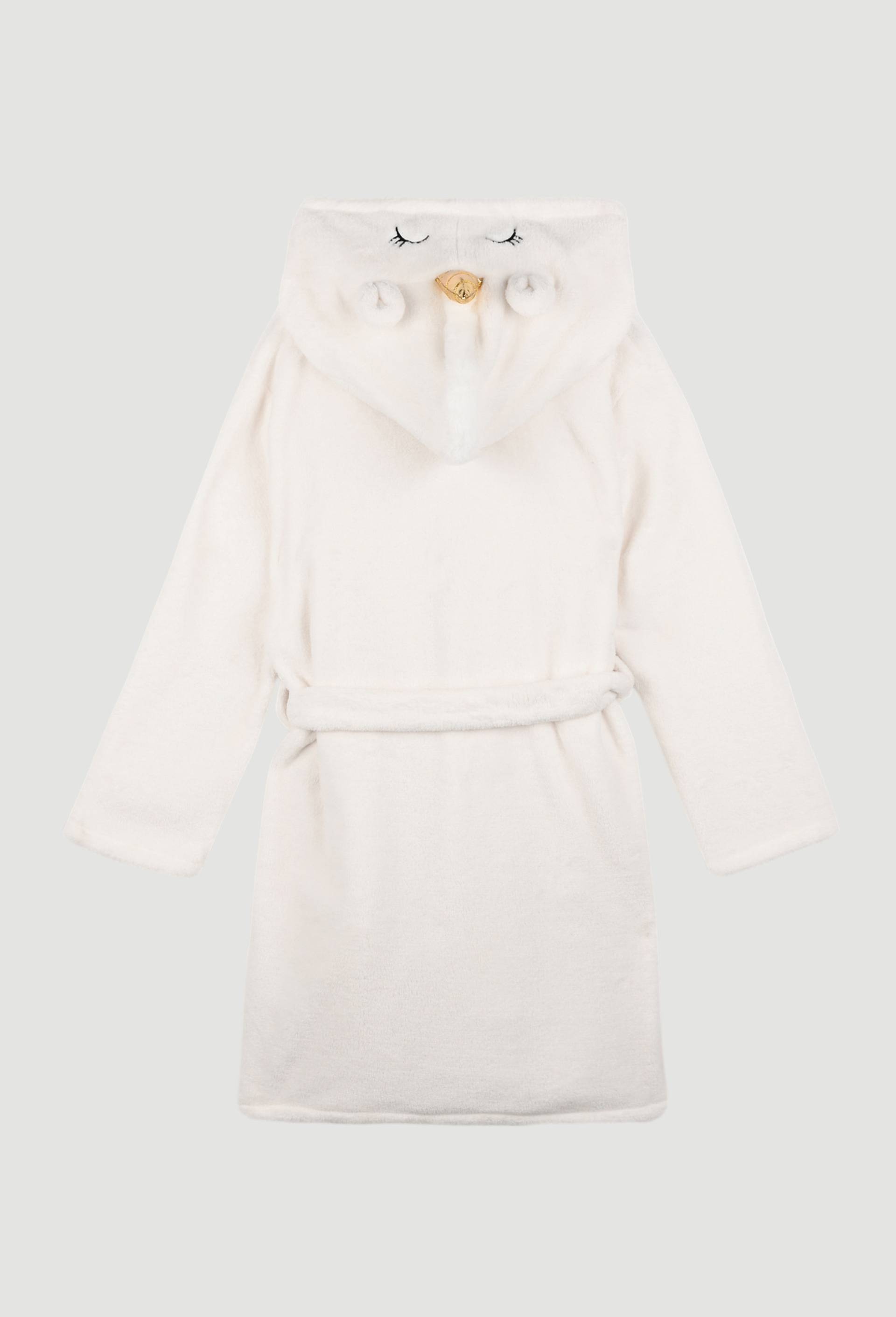 Robe de chambre avec capuche licorne en moumoute, Ecru, large image number 1