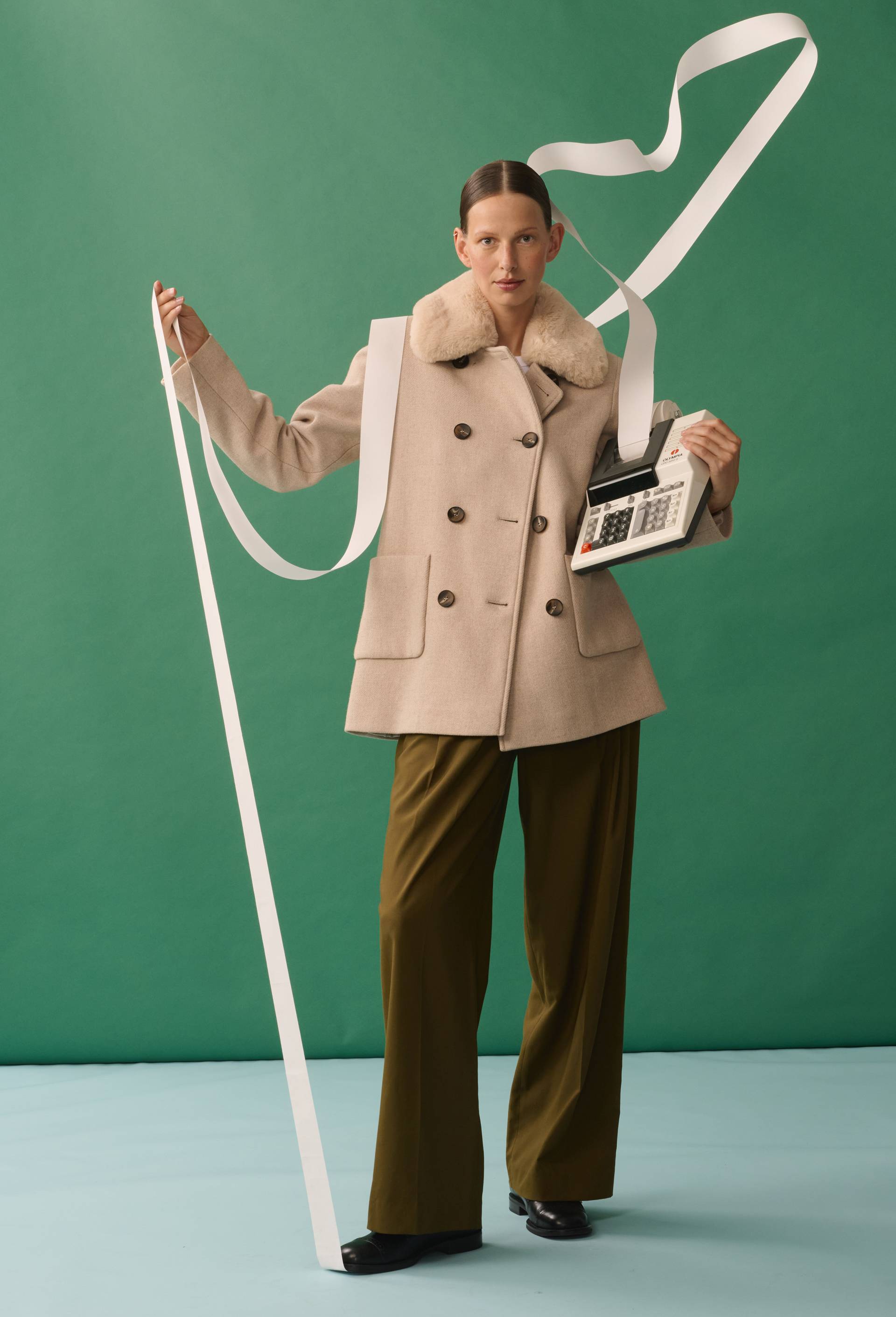 Manteau double boutonnage col amovible contenant de la laine, Beige clair, large image number 0.0
