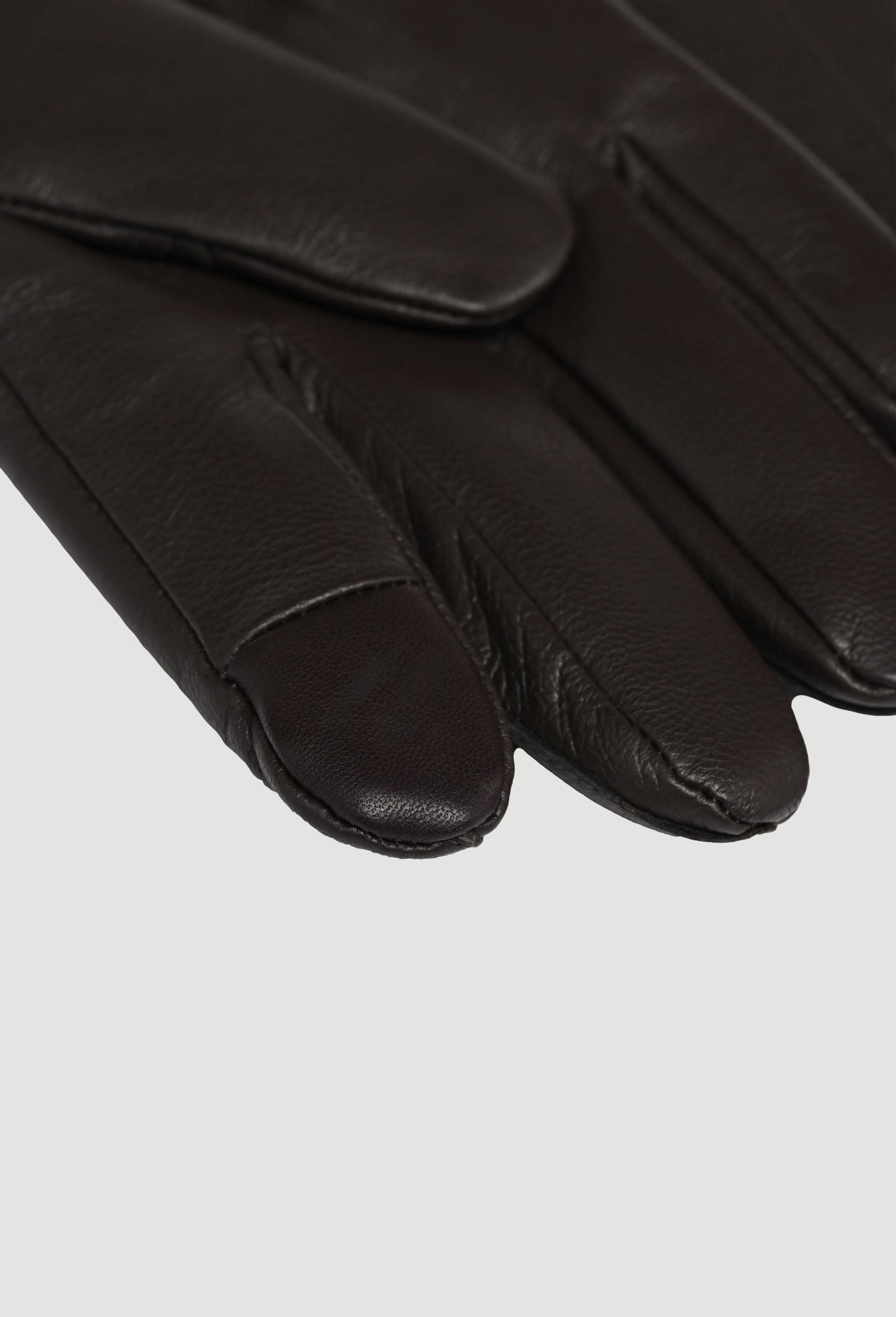 Gants tactiles en cuir, Brun, large image number 1
